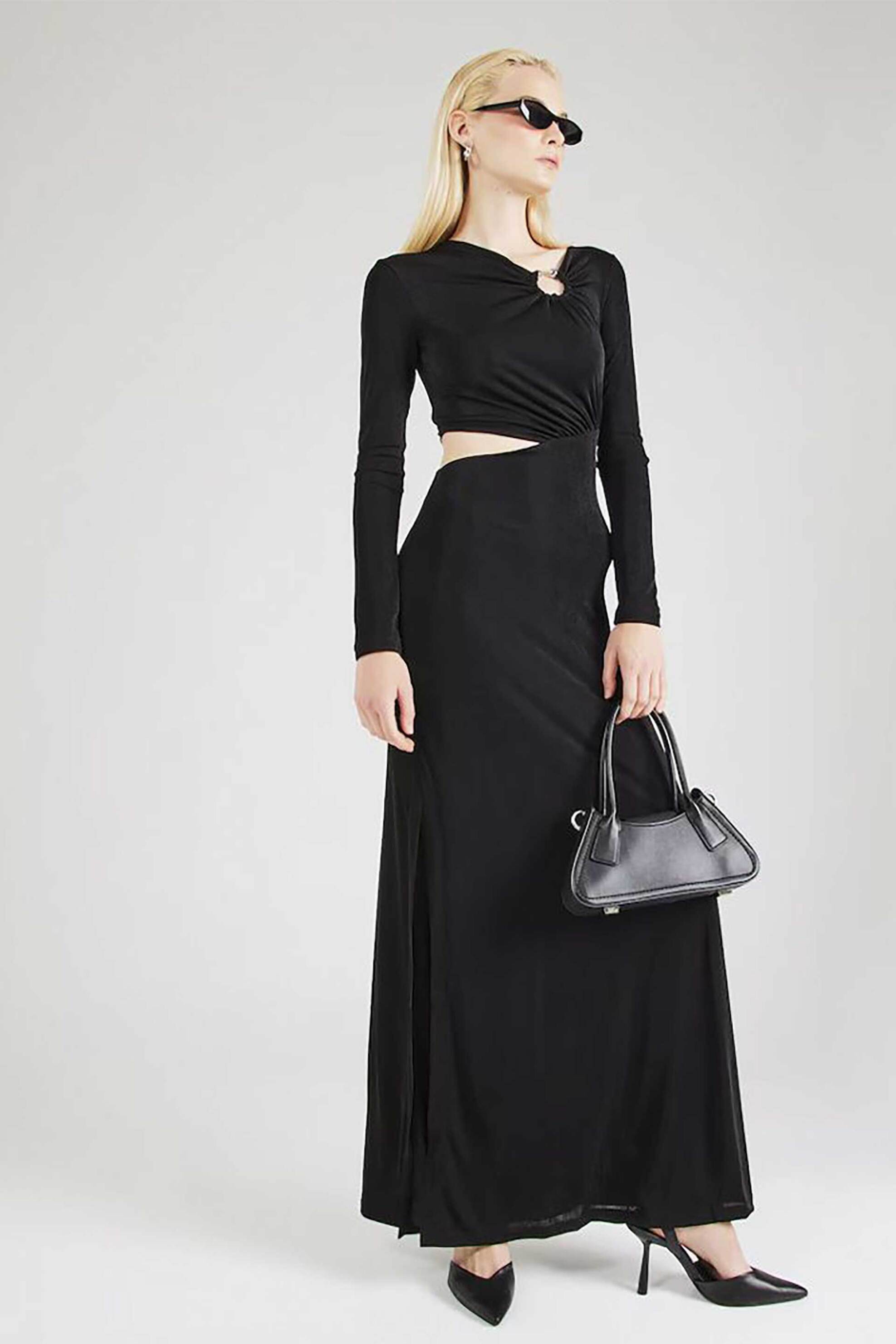 Hugo Boss γυναικείο maxi φόρεμα με cut out στη μέση ''Naveria Jersey'' - 50523196 Μαύρο