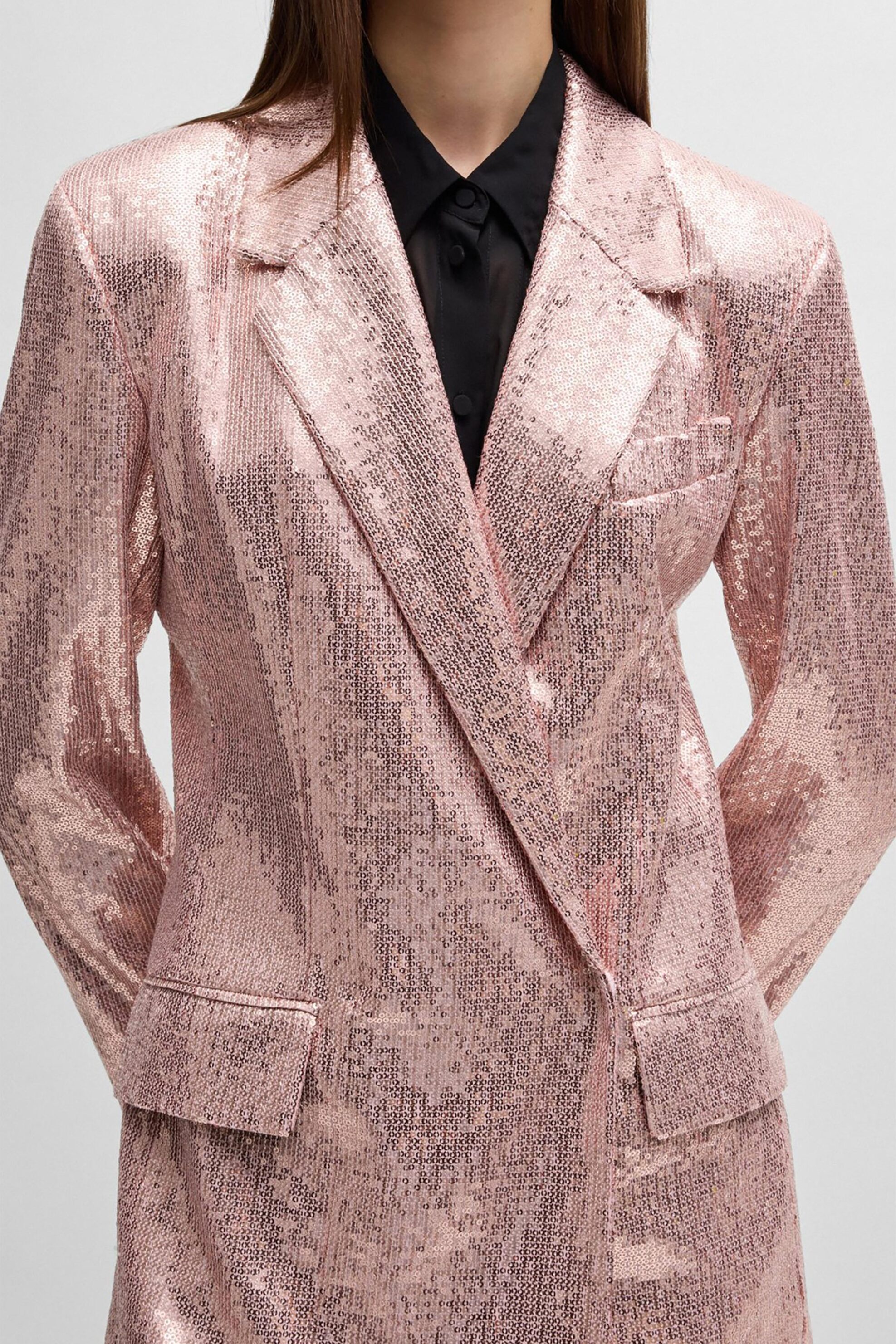 Hugo Boss γυναικείο σακάκι με παγιέτες Oversized Fit - 50533089 Ροζ Ανοιχτό φωτογραφία