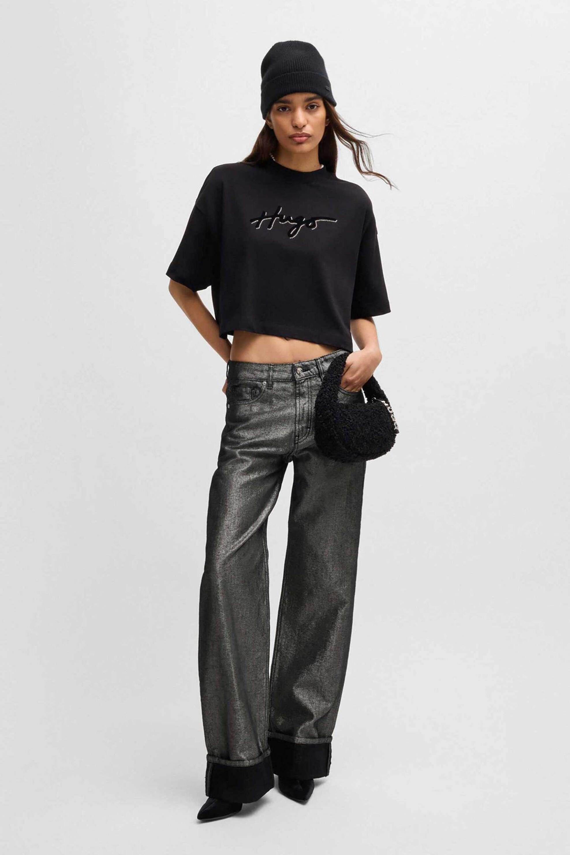 Hugo Boss γυναικείο τζιν παντελόνι με μεταλλική όψη - 50528426 Γκρι