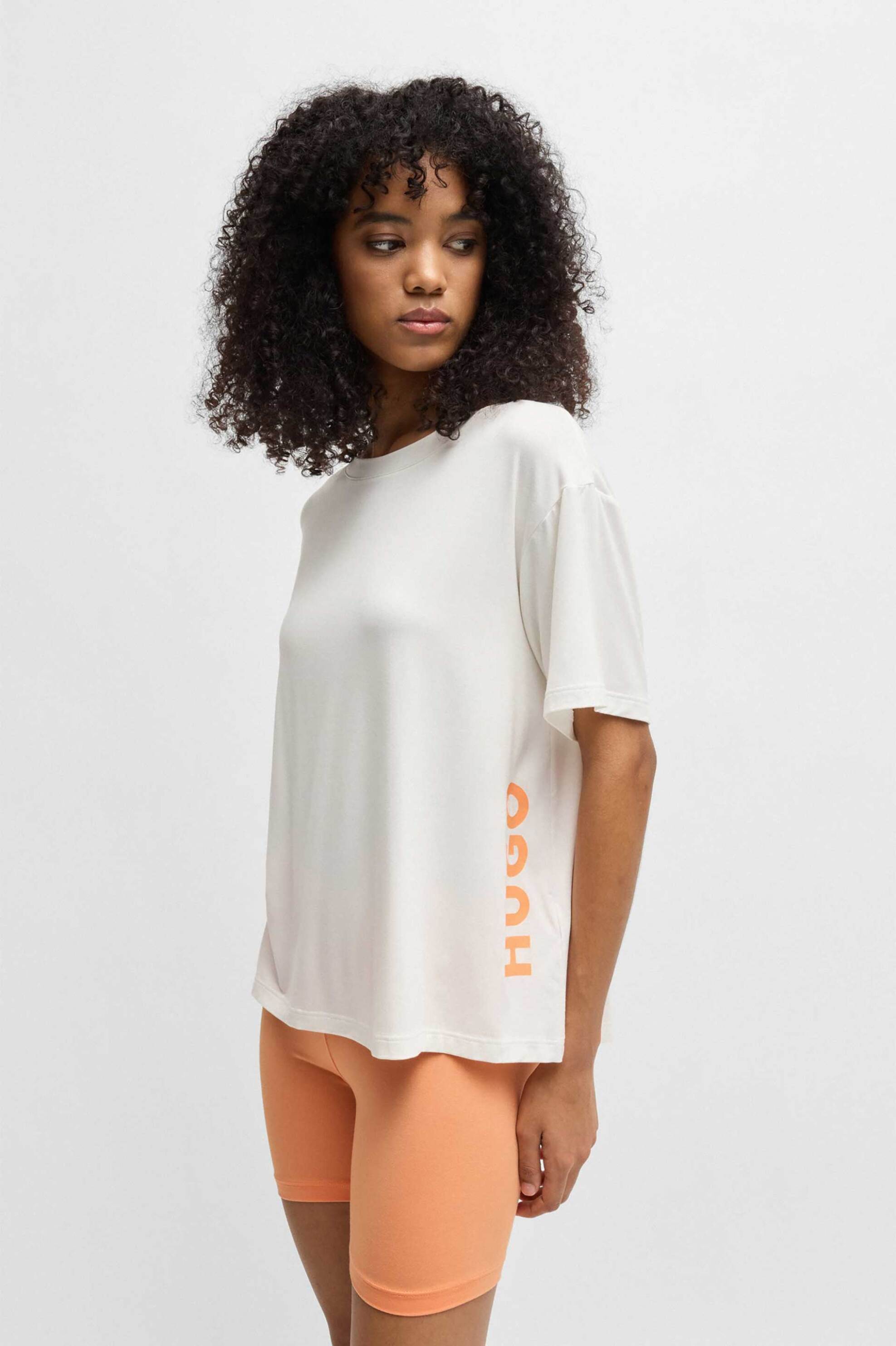 HUGO Hugo Boss γυναικείο σετ με T-shirt με λογότυπο και σορτς Relaxed Fit "Pyjama" - 50531626 Πορτοκαλί - 2