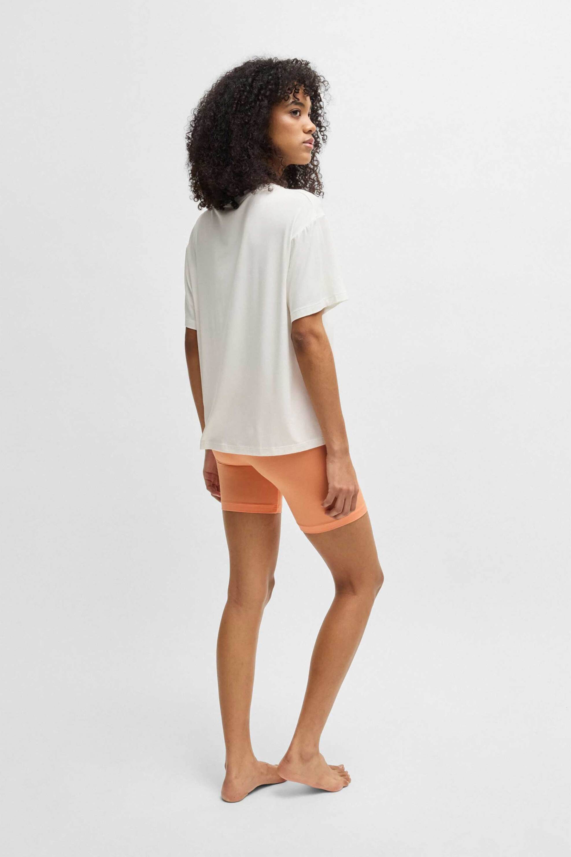 HUGO Hugo Boss γυναικείο σετ με T-shirt με λογότυπο και σορτς Relaxed Fit "Pyjama" - 50531626 Πορτοκαλί - 3
