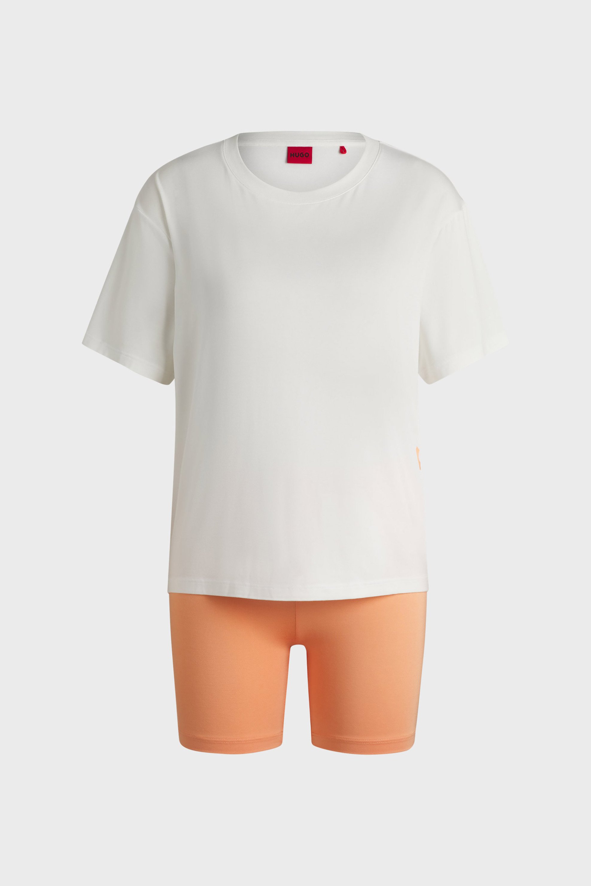 HUGO Hugo Boss γυναικείο σετ με T-shirt με λογότυπο και σορτς Relaxed Fit "Pyjama" - 50531626 Πορτοκαλί - 4