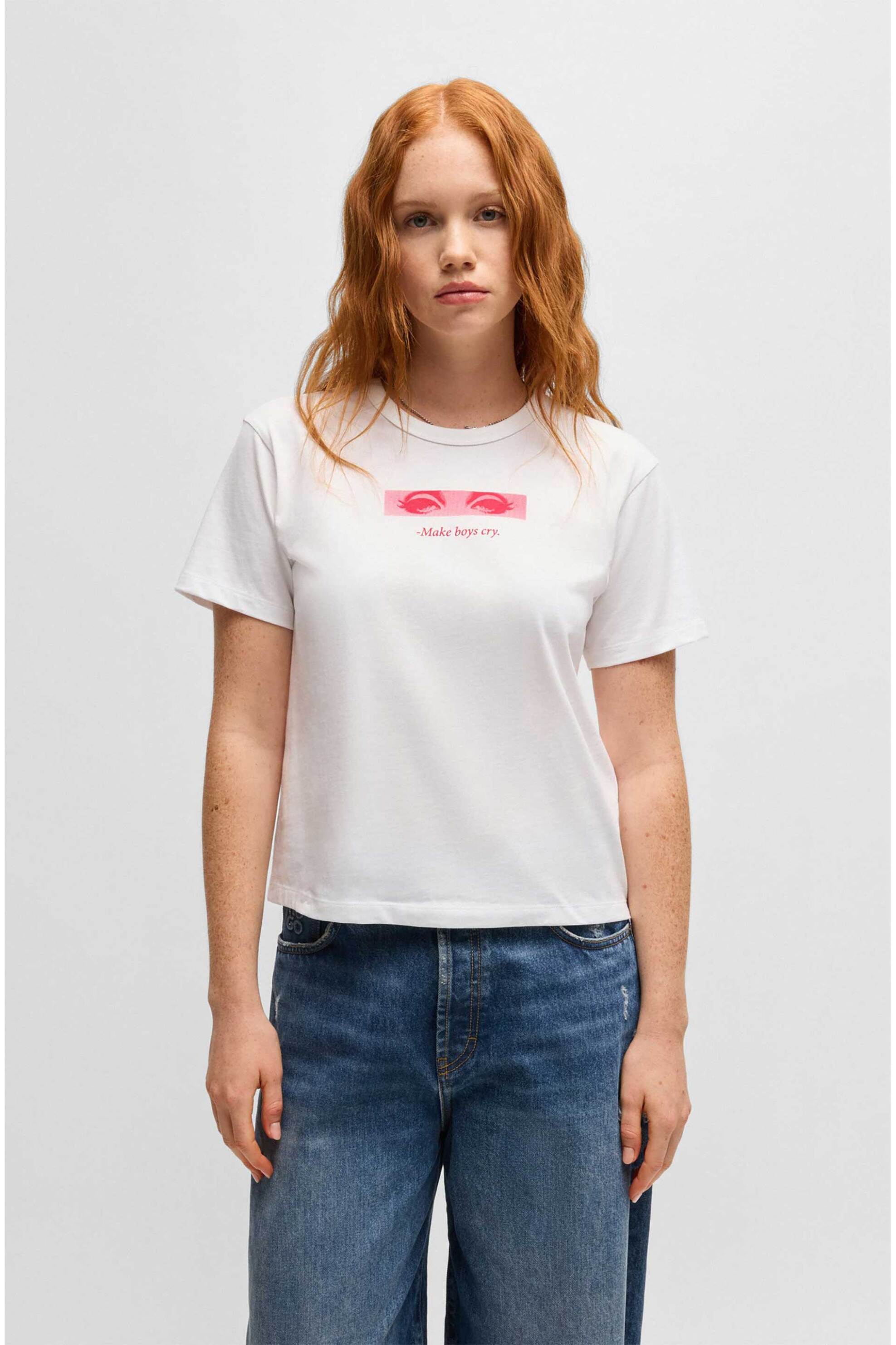 Hugo Boss γυναικείο T-shirt με graphic print Regular Fit "Destrel" - 50534246 Λευκό