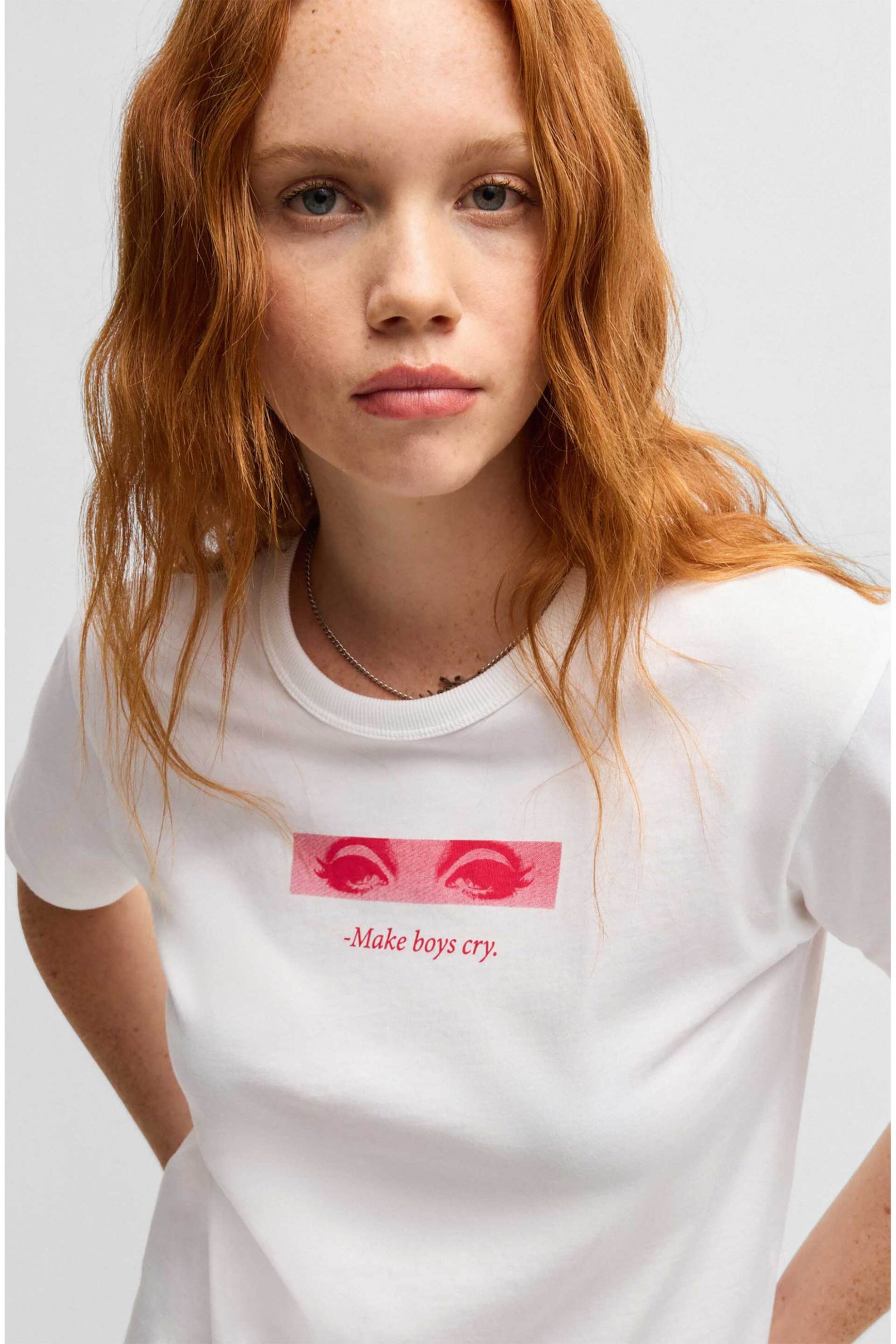 HUGO Hugo Boss γυναικείο T-shirt με graphic print Regular Fit "Destrel" - 50534246 Λευκό - 2