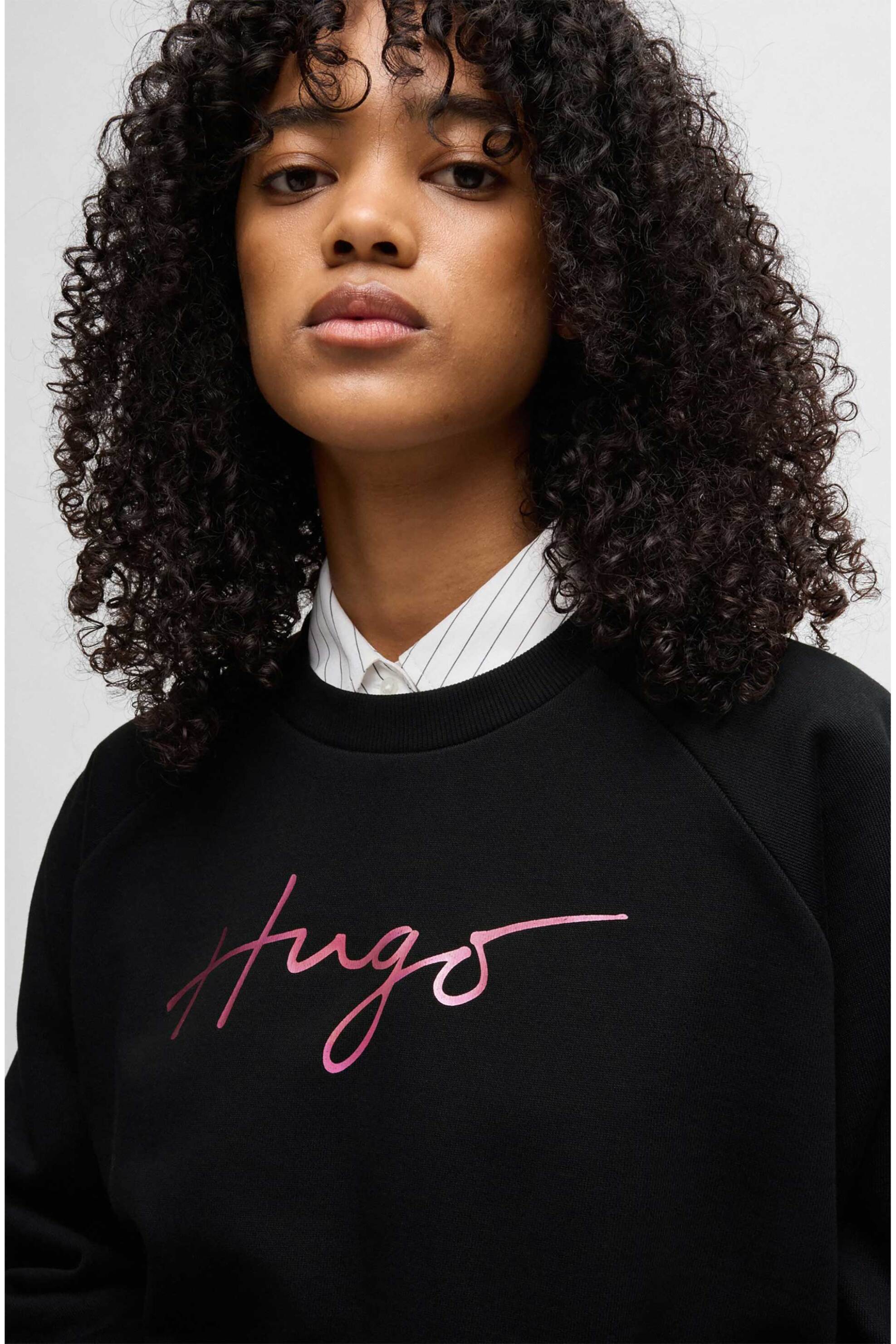 Hugo Boss γυναικεία μπλούζα φούτερ με logo print Relaxed Fit 
