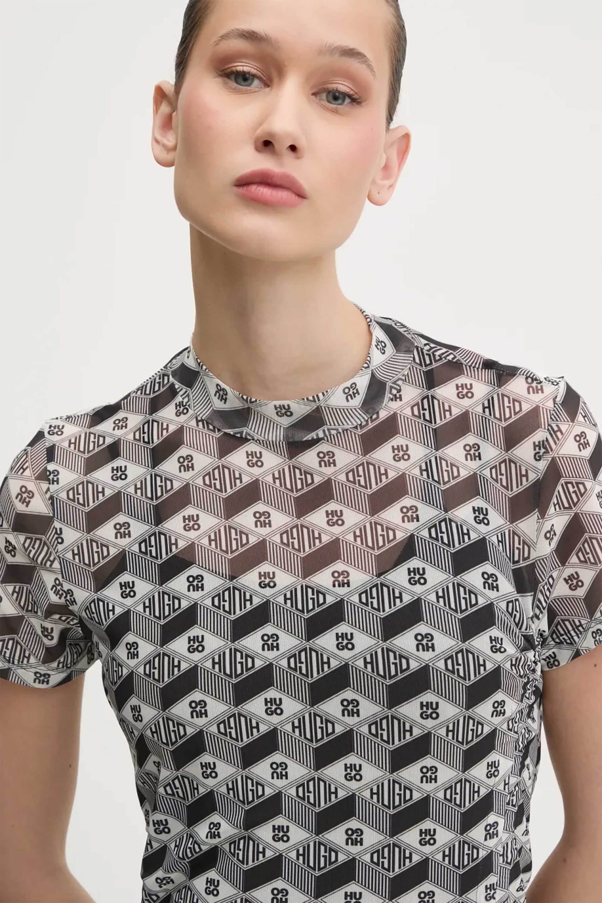 Hugo Boss γυναικείο maxi φόρεμα με all-over logo print Slim Fit "Nastoria" - 50537179 Μαύρο φωτογραφία