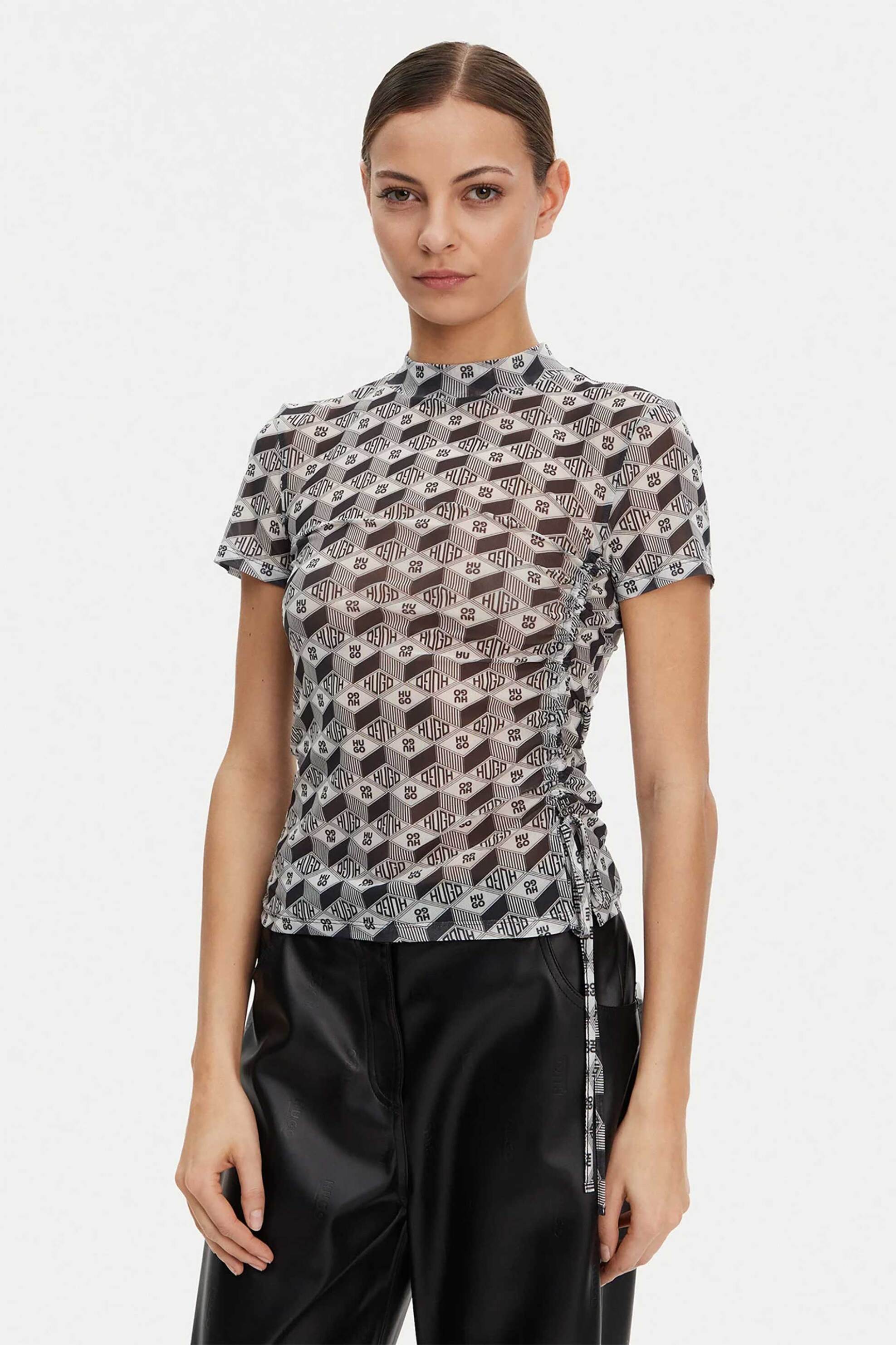 Hugo Boss γυναικείο T-shirt με all-over logo print Regular Fit "Dastoria" - 50537187 Μαύρο