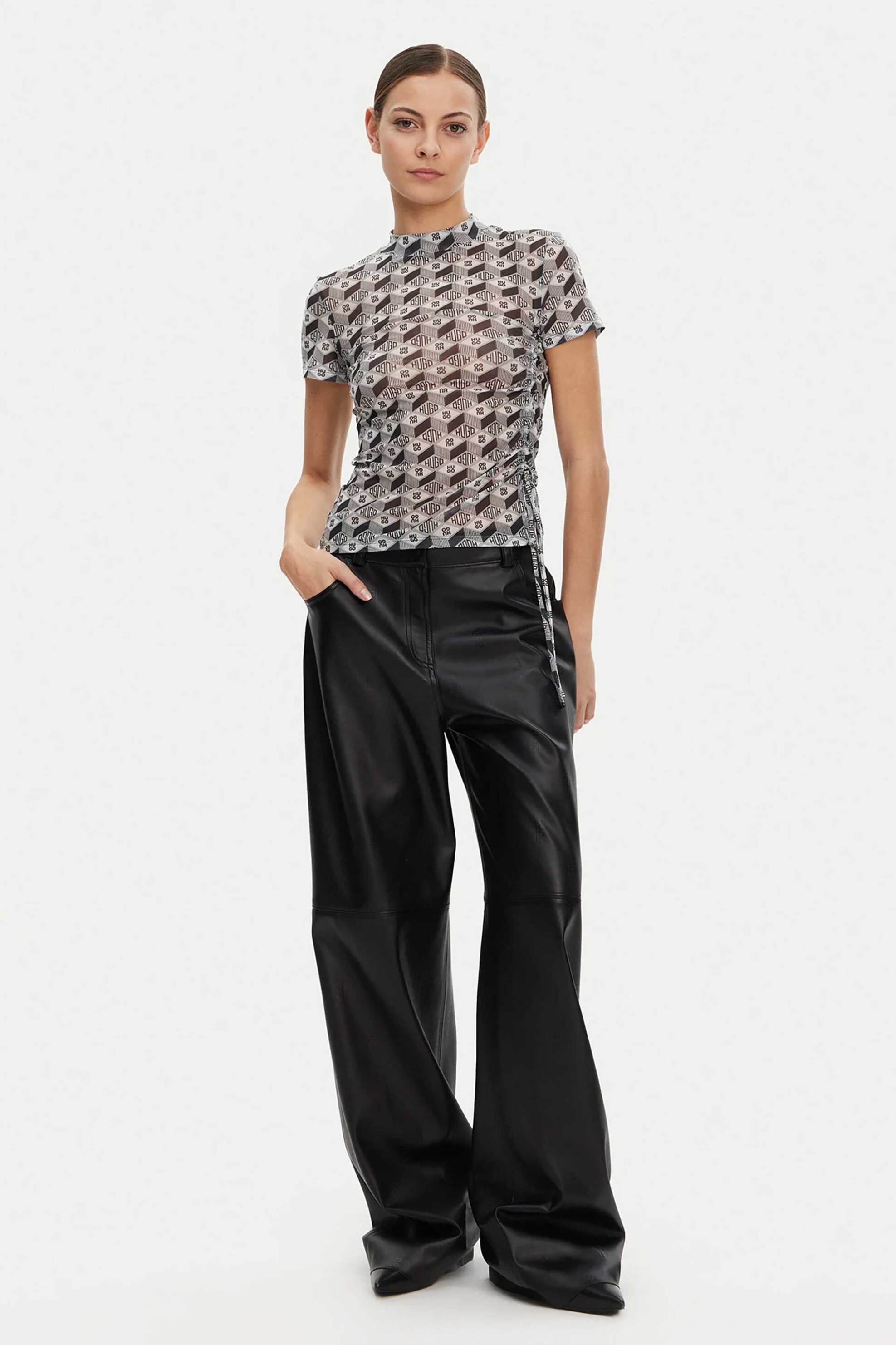 HUGO Hugo Boss γυναικείο T-shirt με all-over logo print Regular Fit "Dastoria" - 50537187 Μαύρο - 3