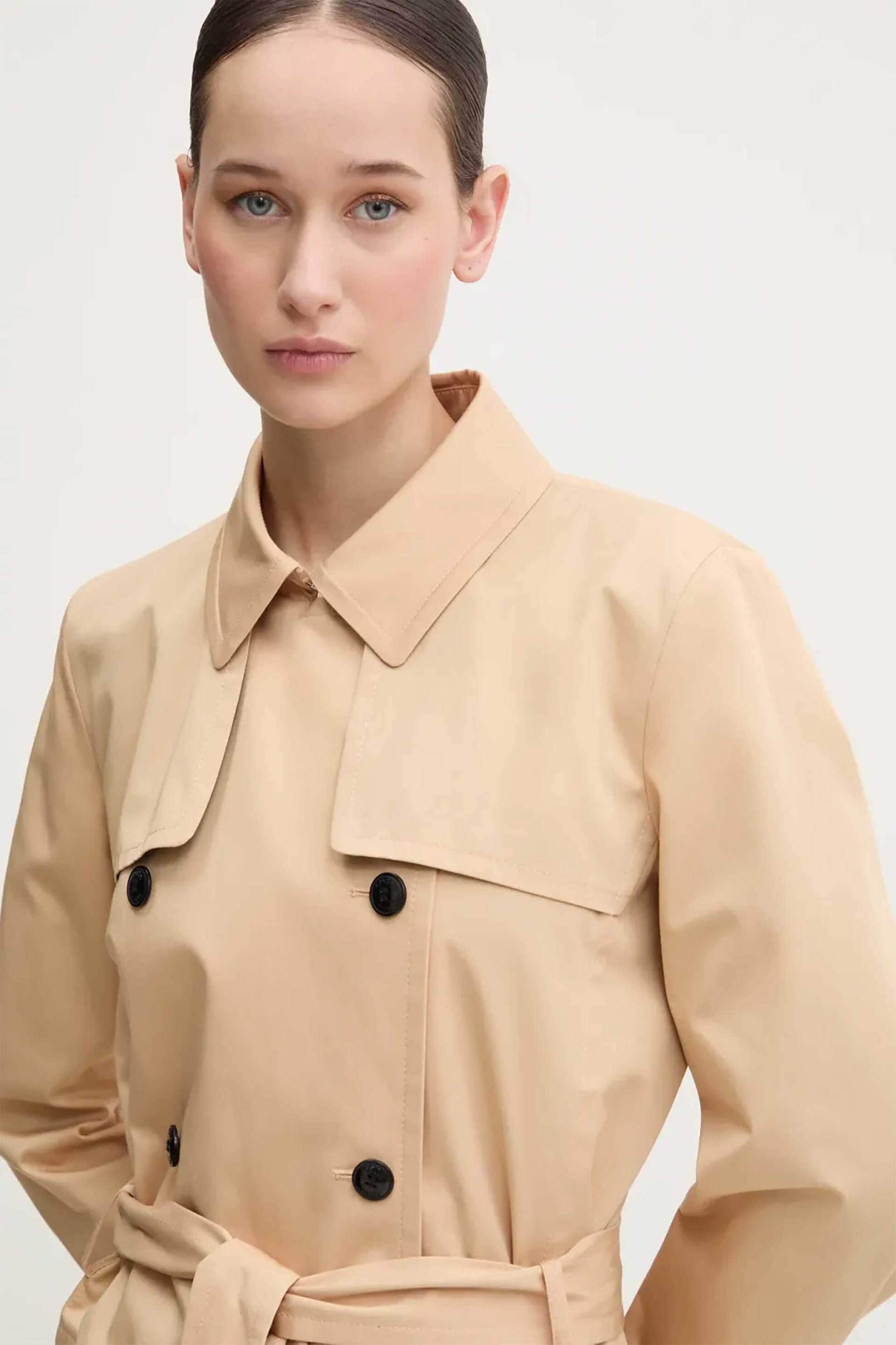 Hugo Boss γυναικεία καπαρντίνα μονόχρωμη με ζώνη Regular Fit "Makares" - 50533902 Μπεζ φωτογραφία