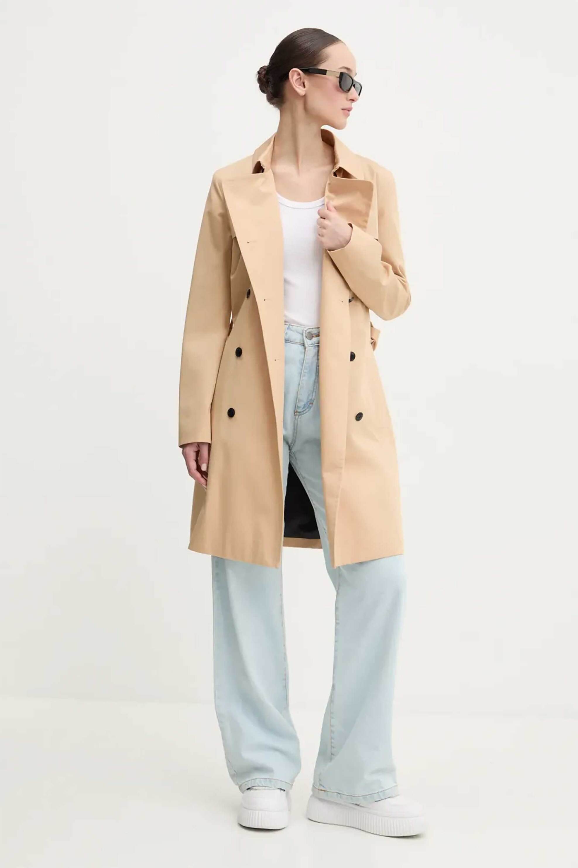 Hugo Boss γυναικεία καπαρντίνα μονόχρωμη με ζώνη Regular Fit "Makares" - 50533902 Μπεζ φωτογραφία