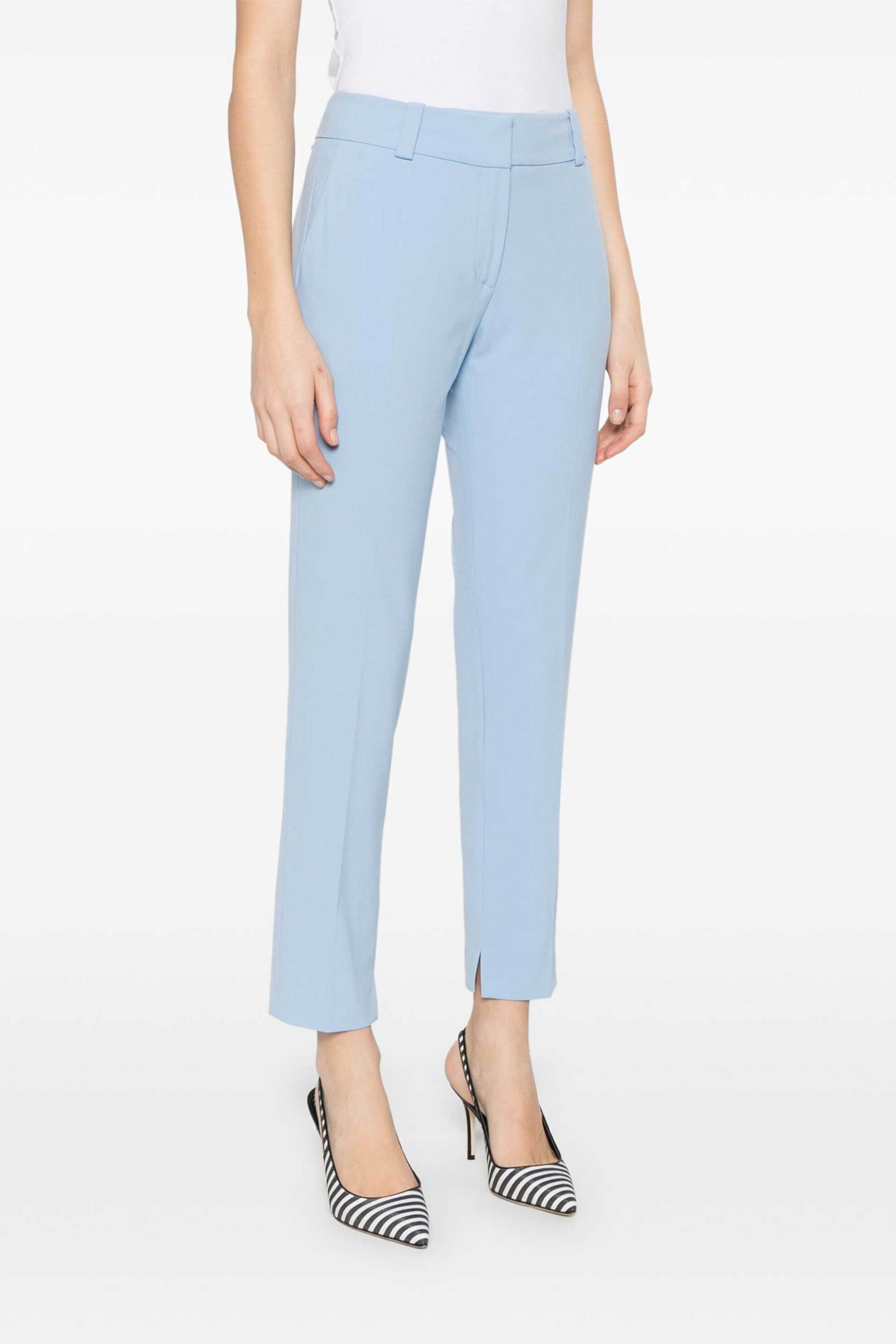 HUGO Hugo Boss γυναικείο παντελόνι μονόχρωμο cropped Straight Fit "Hetana-1" - 50533904 Σιελ - 2