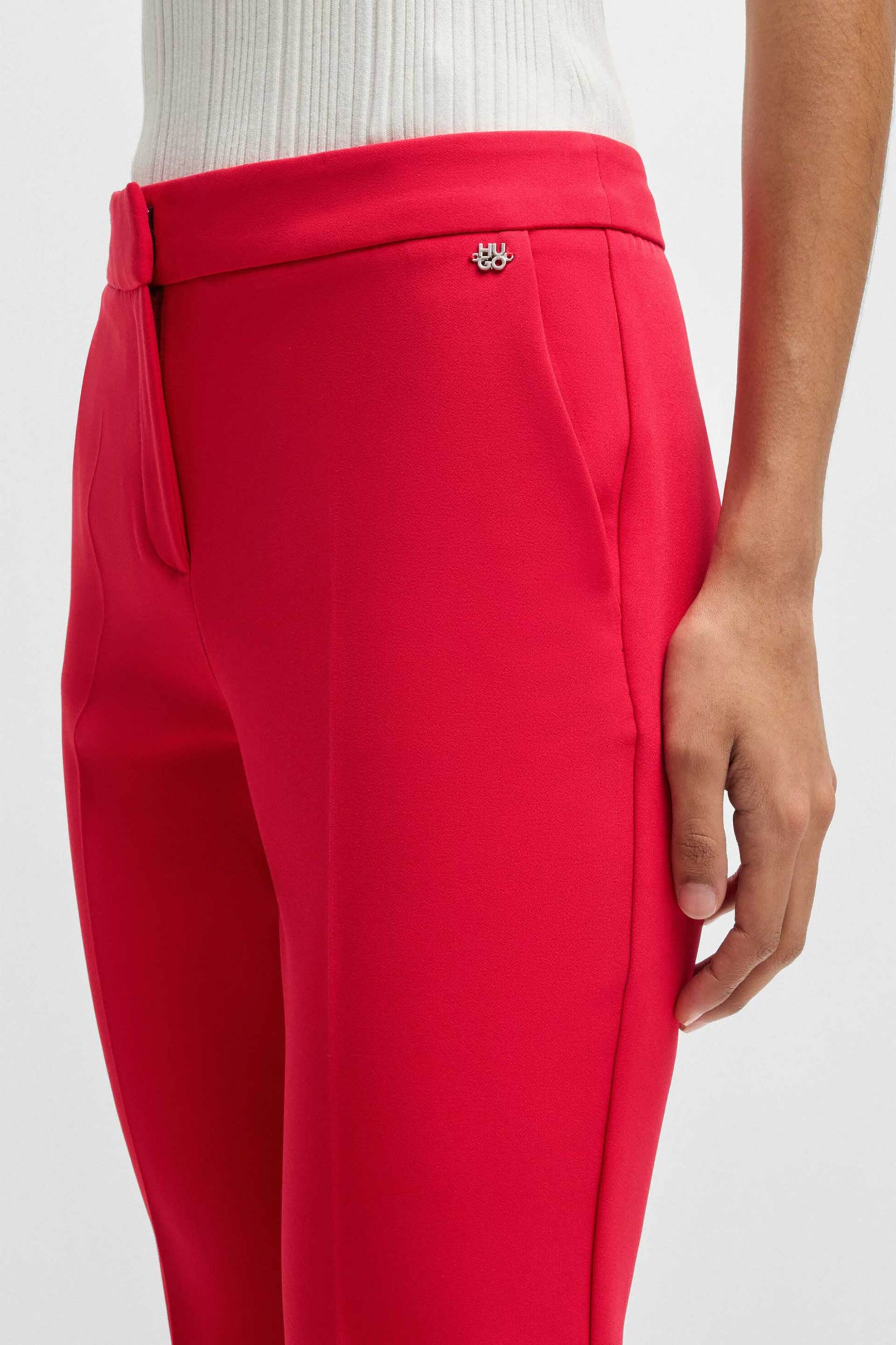 Hugo Boss Γυναικείο Παντελόνι Μονόχρωμο Slim Fit Hagonia - 50539991 Κόκκινο