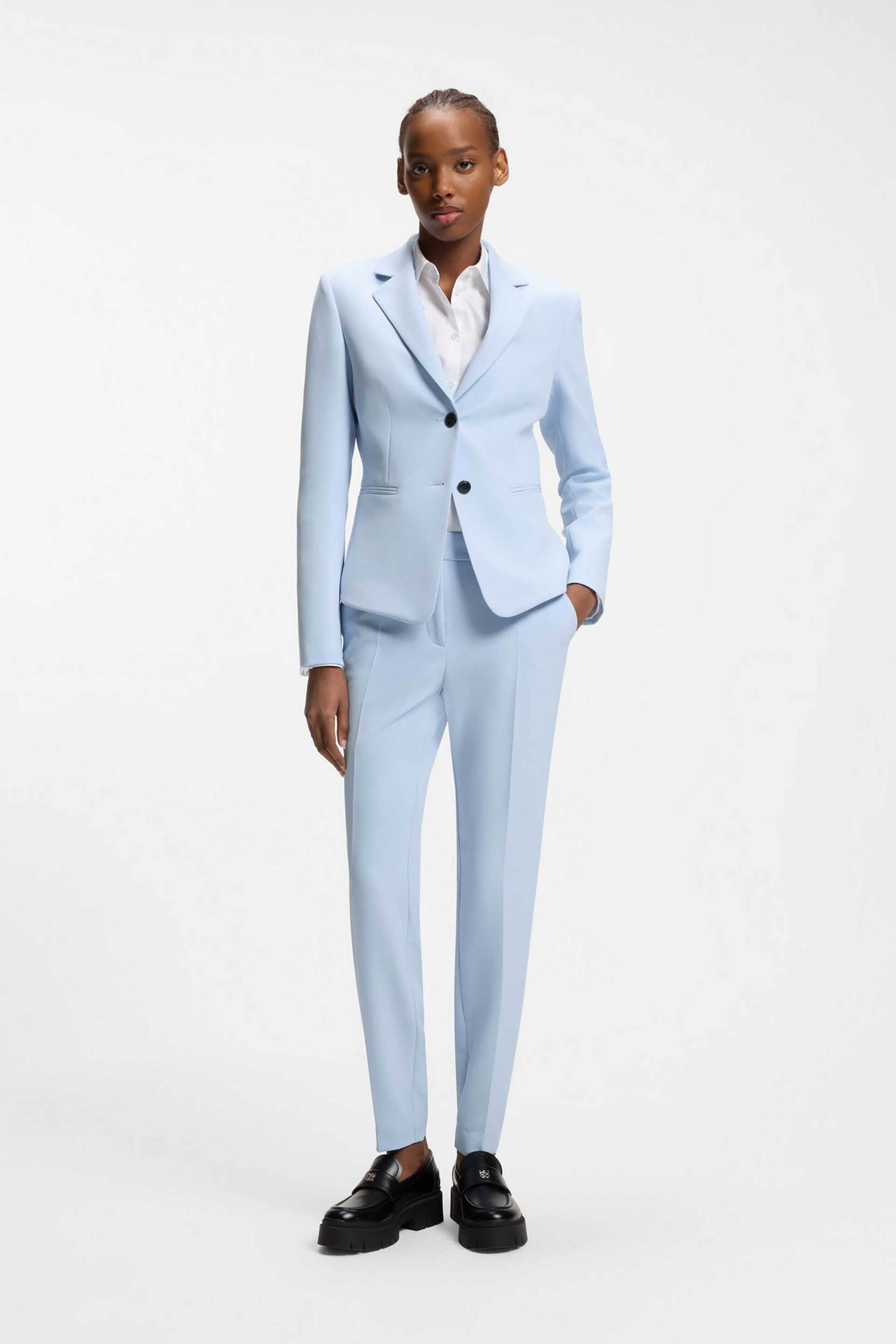 Hugo Boss γυναικείο παντελόνι μονόχρωμο Slim Fit "Hagonia" - 50539991 Γαλάζιο