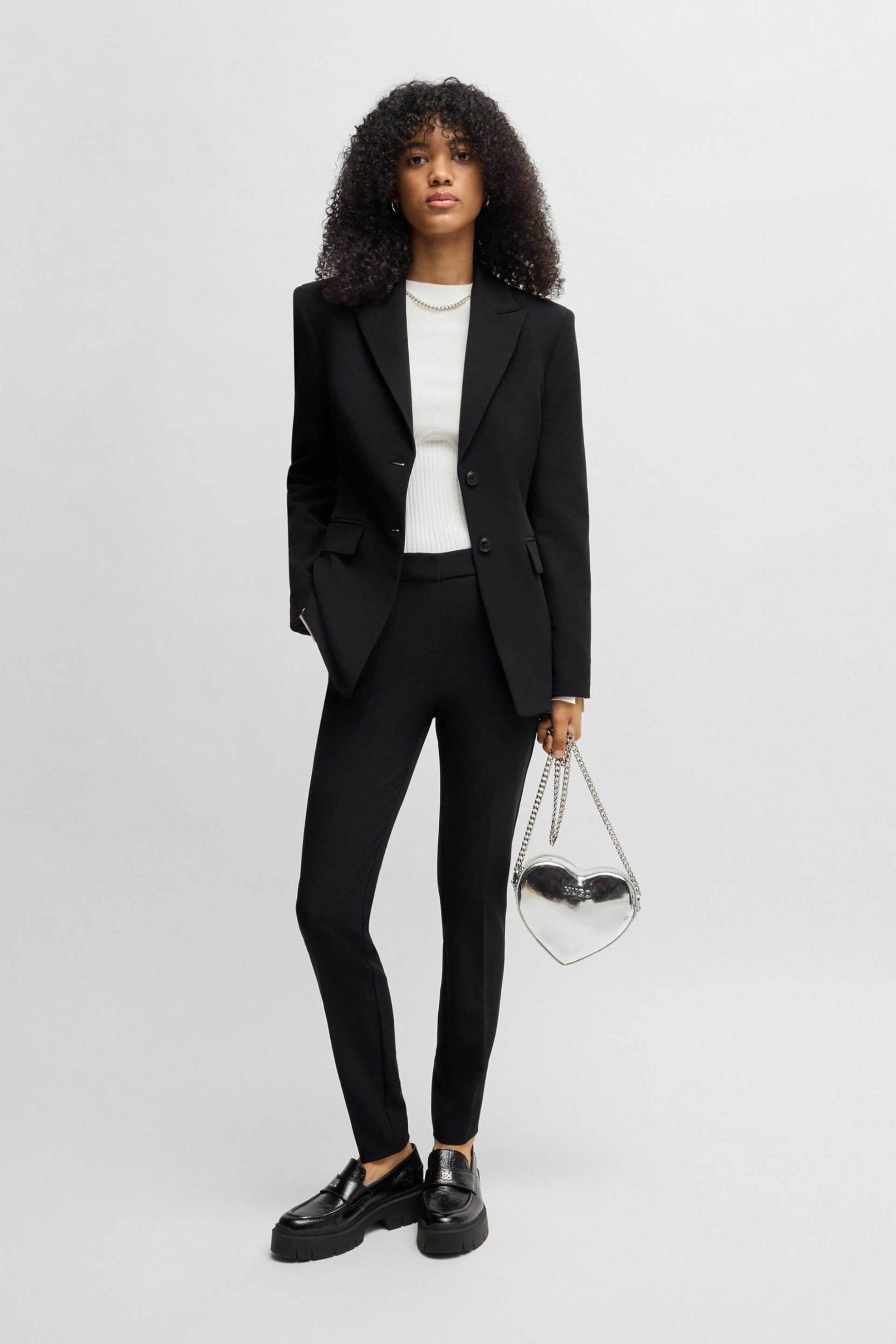 HUGO Hugo Boss γυναικείο παντελόνι μονόχρωμο Slim Fit "Hagonia" - 50539991 Μαύρο