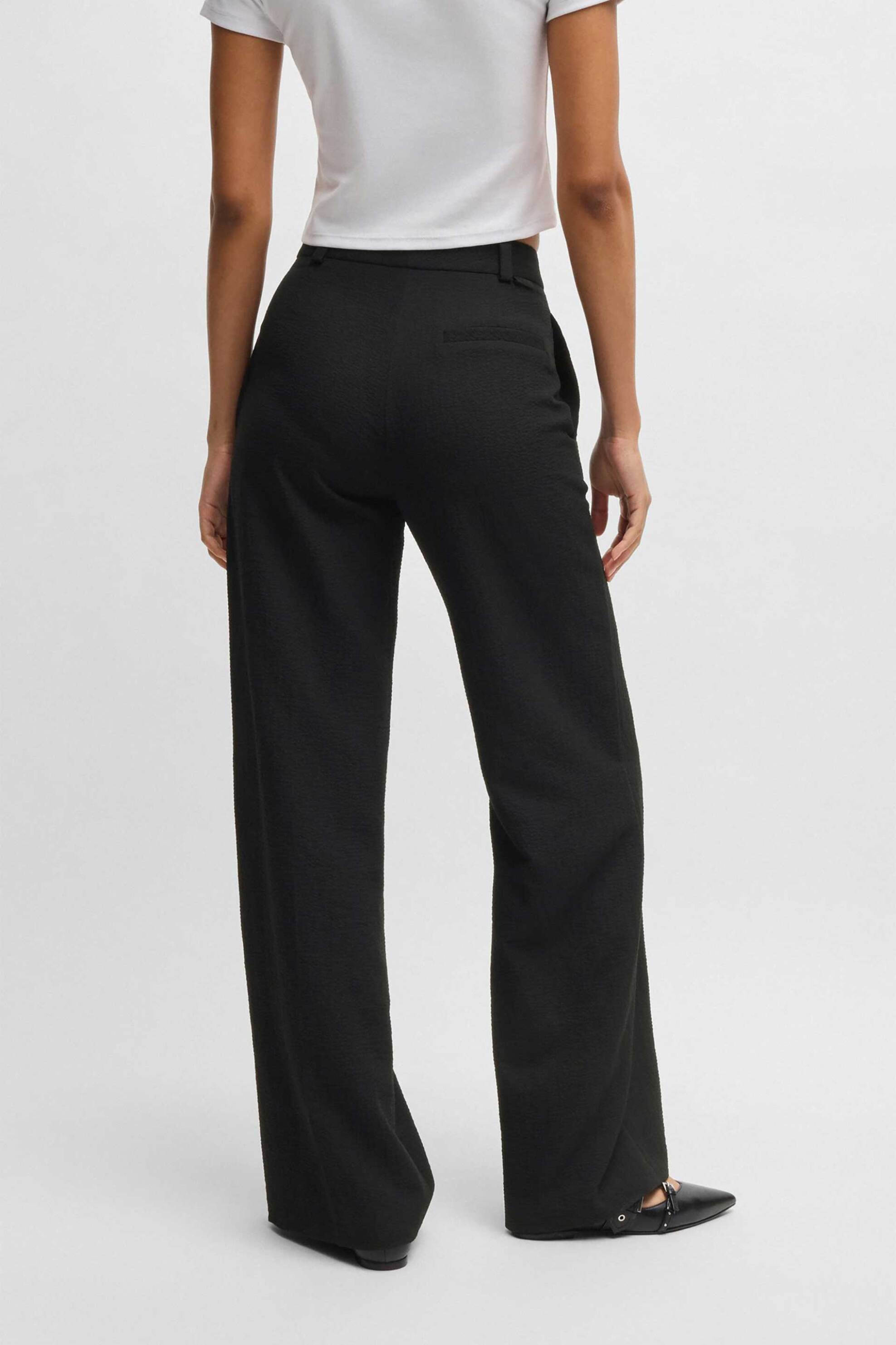 HUGO Hugo Boss γυναικείο παντελόνι μονόχρωμο Regular Fit "Hasene" - 50540242 Μαύρο - 3