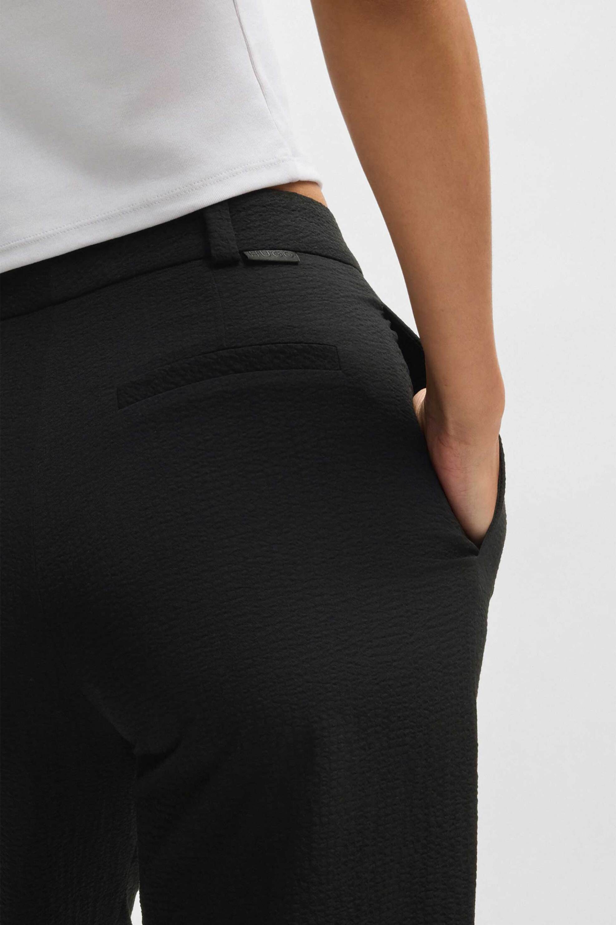 HUGO Hugo Boss γυναικείο παντελόνι μονόχρωμο Regular Fit "Hasene" - 50540242 Μαύρο - 4