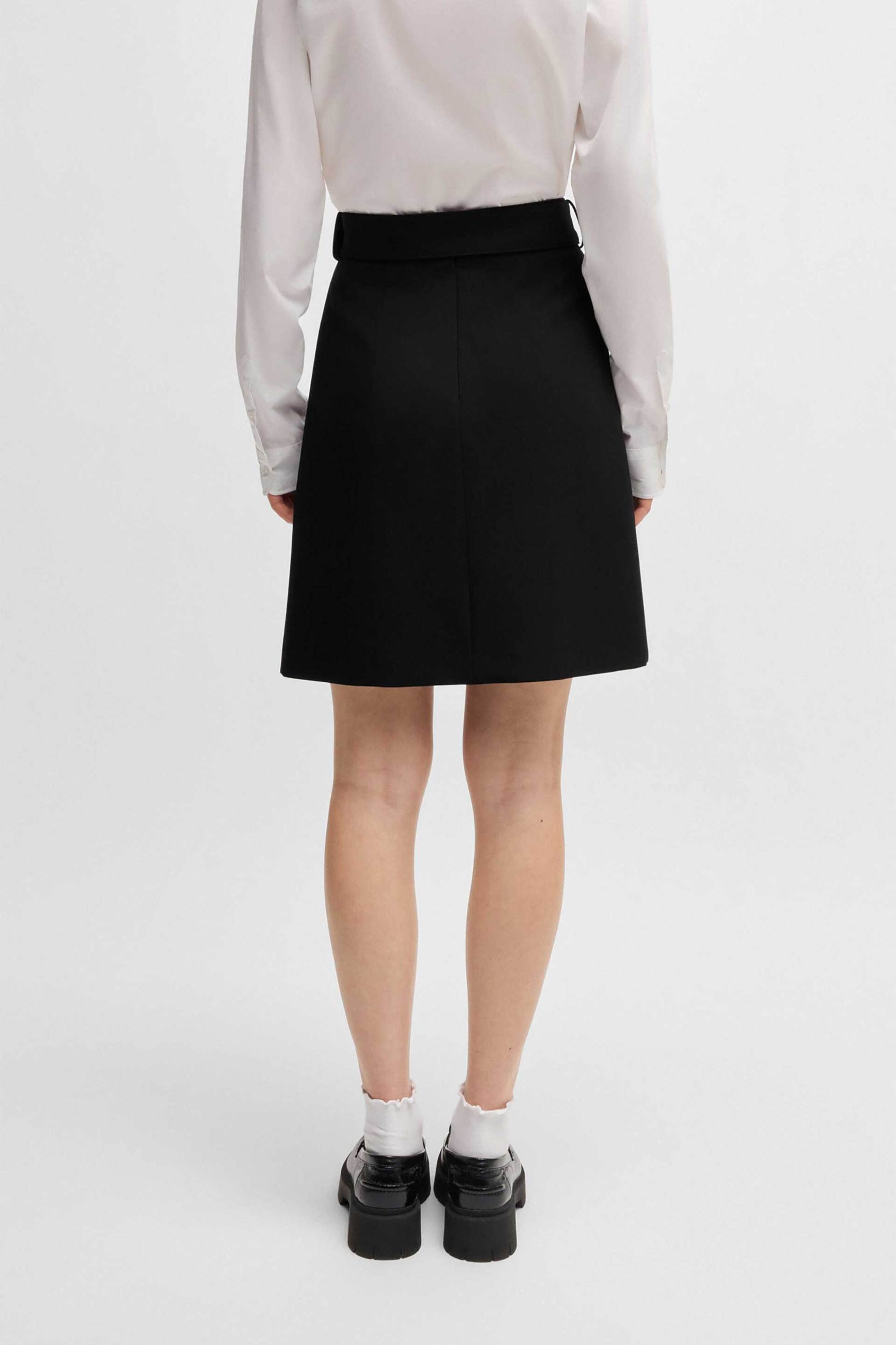 HUGO Hugo Boss γυναικεία mini φούστα ψηλόμεση μονόχρωμη με ζώνη Regular Fit "Ronea" - 50545768 Μαύρο - 3