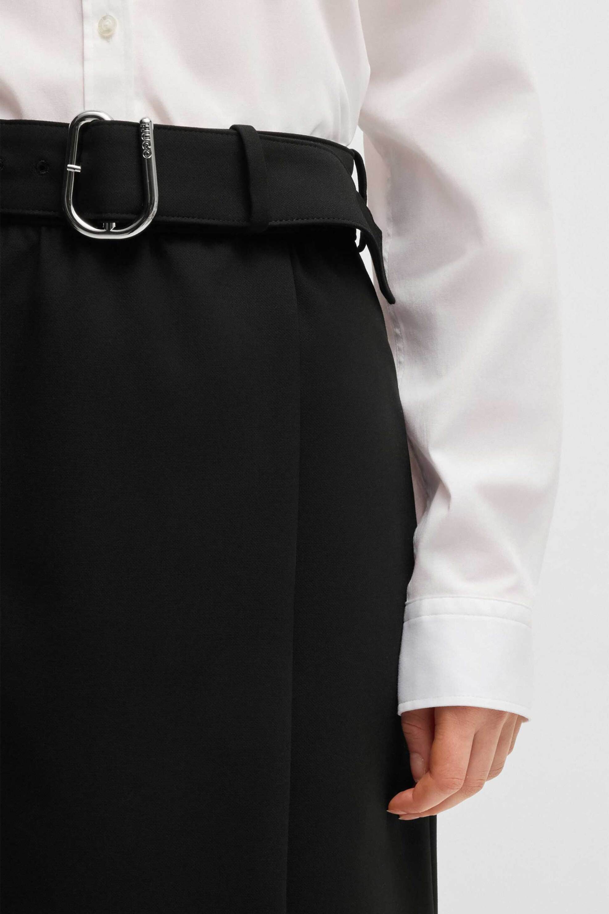 HUGO Hugo Boss γυναικεία mini φούστα ψηλόμεση μονόχρωμη με ζώνη Regular Fit "Ronea" - 50545768 Μαύρο - 4