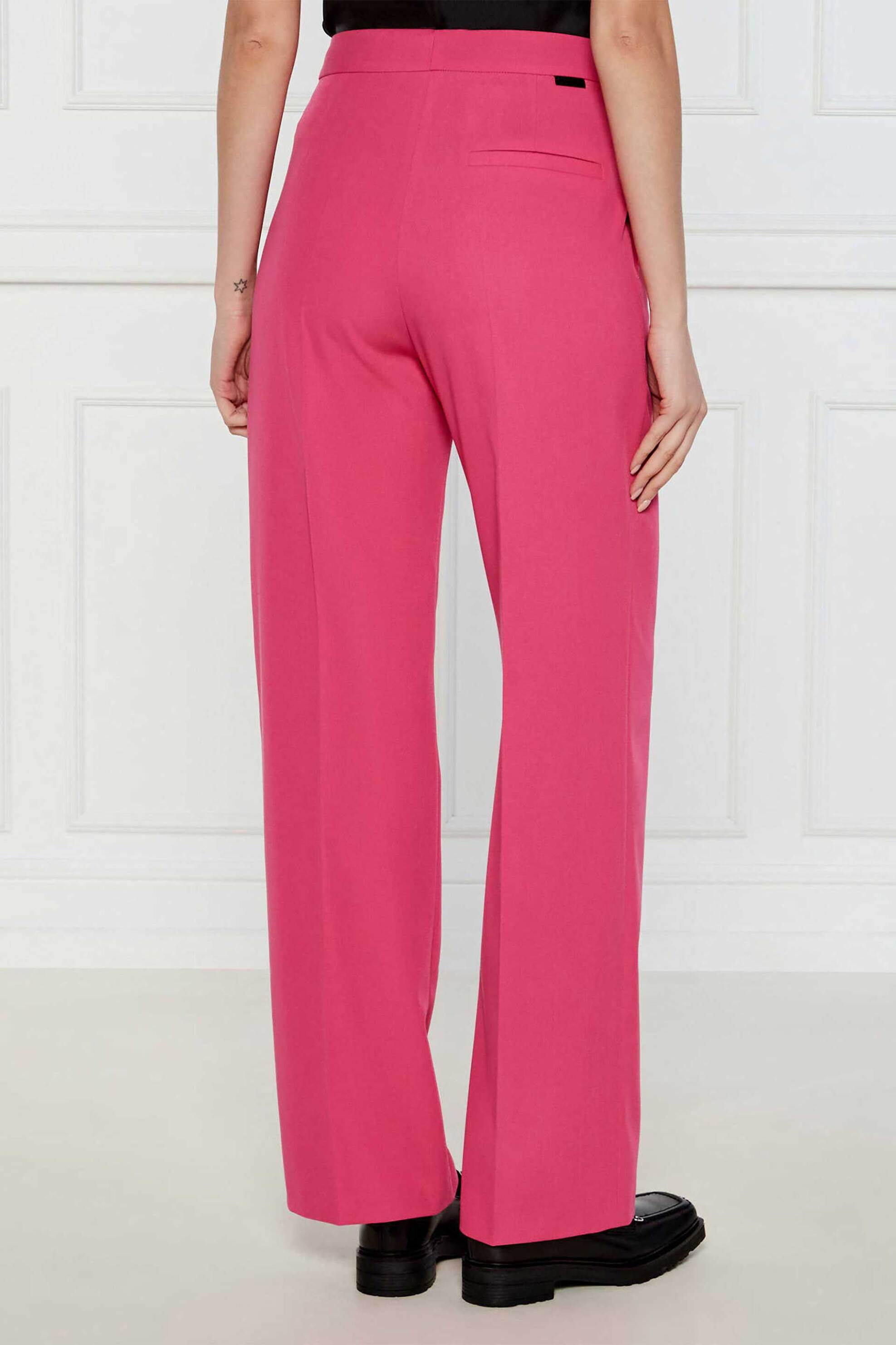 HUGO Hugo Boss γυναικείο παντελόνι μονόχρωμο Relaxed Fit "Hambali" - 50537611 Φούξια - 3