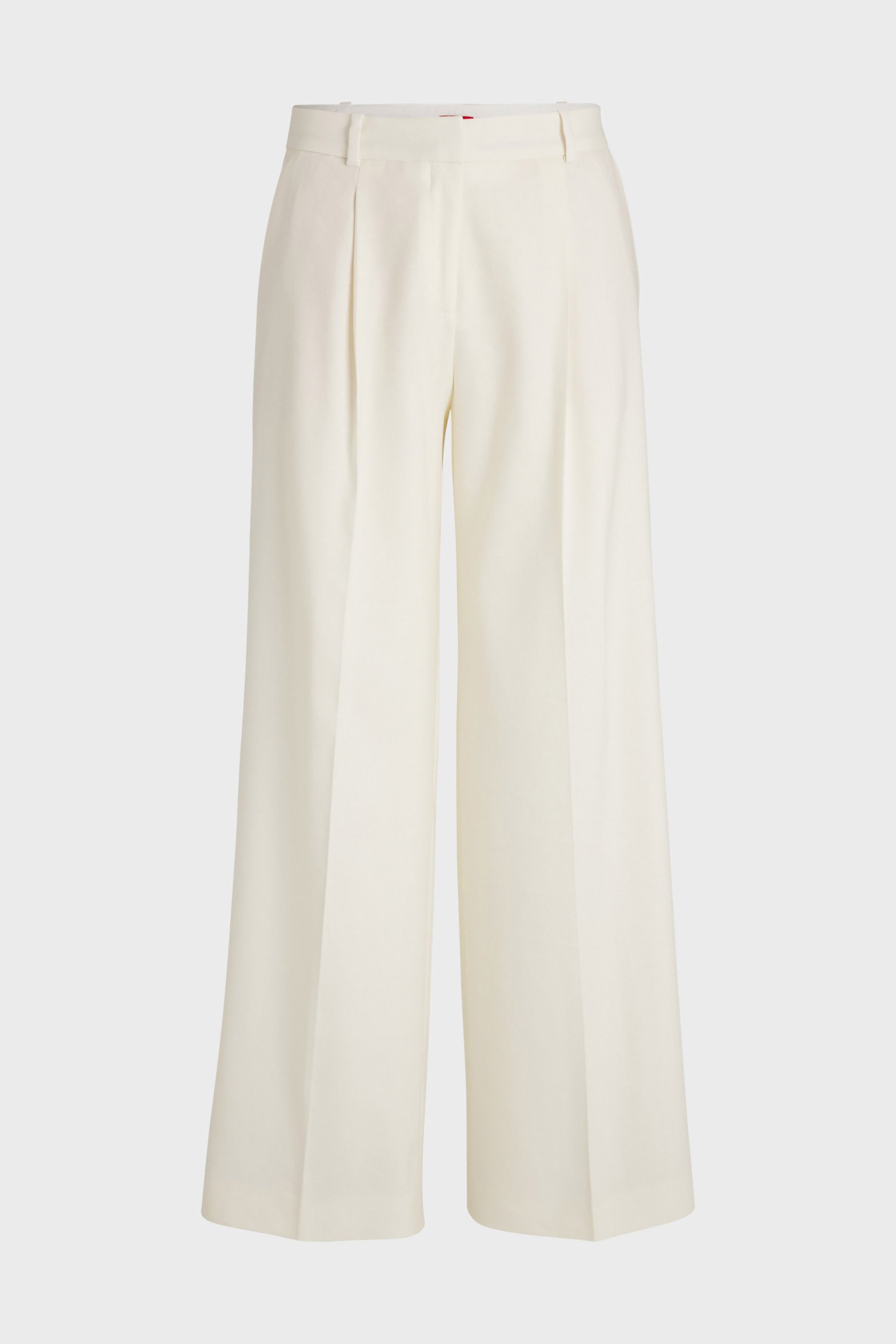 HUGO Hugo Boss γυναικείο παντελόνι μονόχρωμο Regular Fit - 50537619 Εκρού - 4