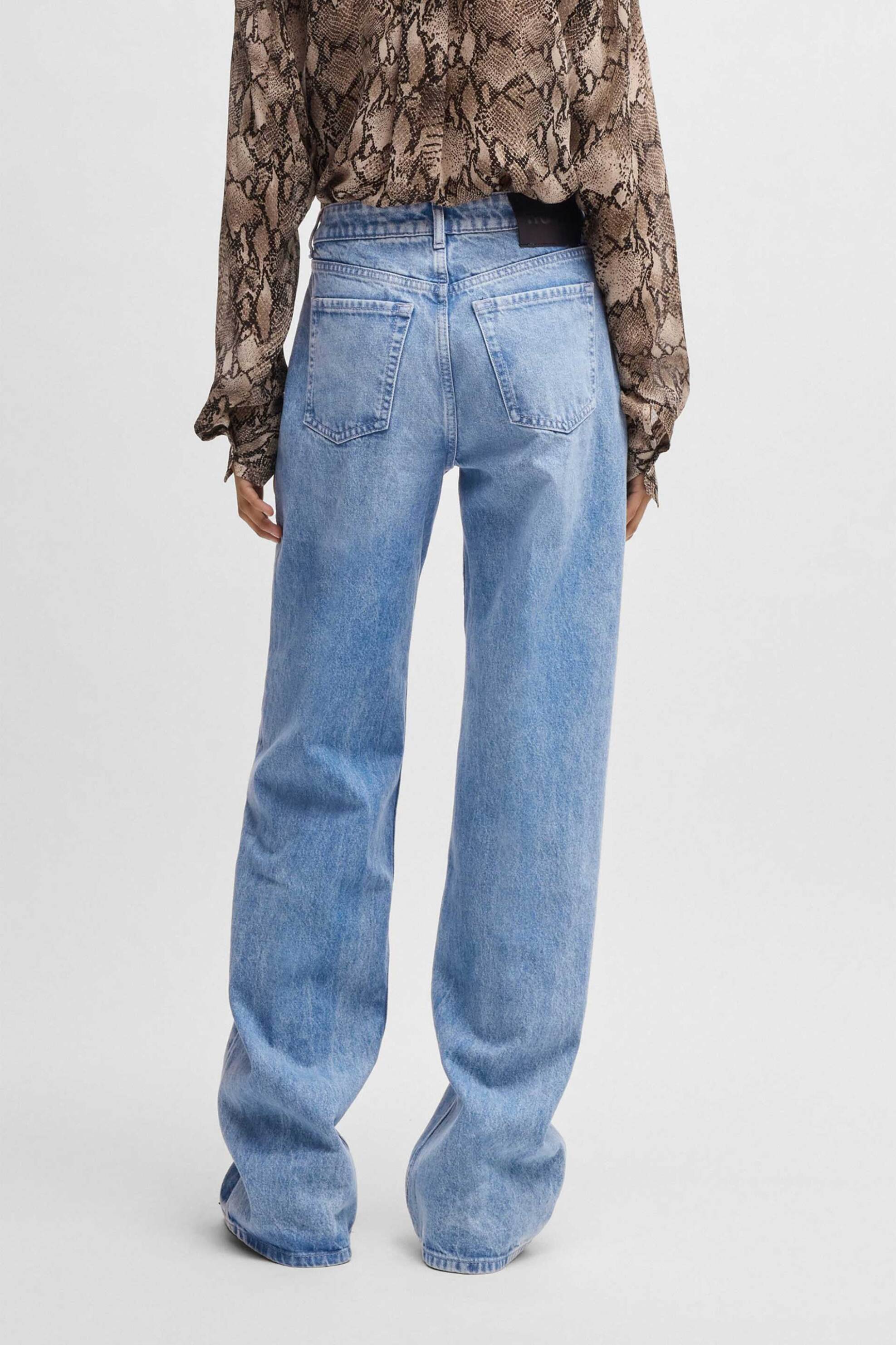 HUGO Hugo Boss γυναικείο τζιν παντελόνι πεντάτσεπο με logo patch Straight Fit - 50539756-** Denim Blue - 3