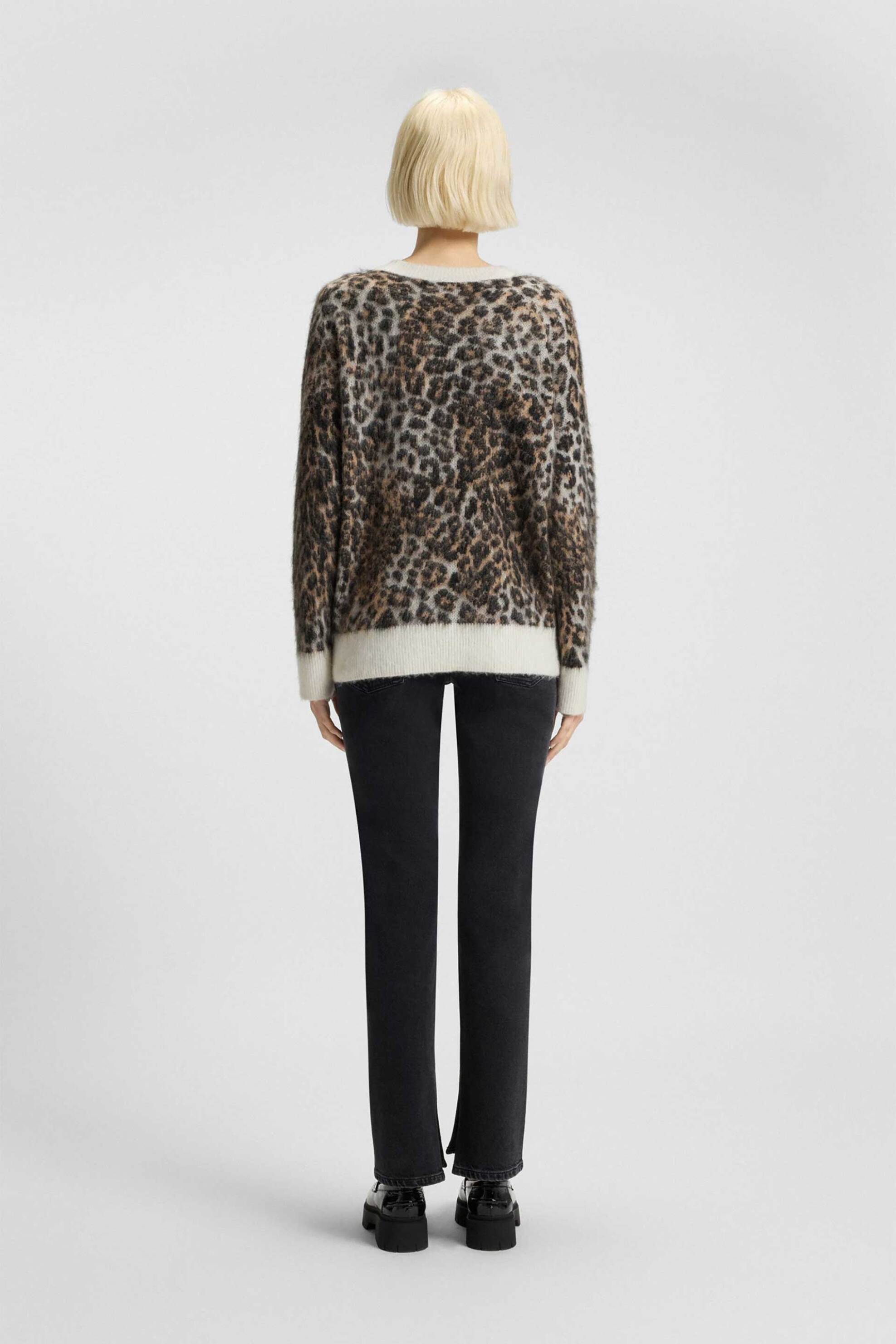 HUGO Hugo Boss γυναικεία πλεκτή μπλούζα με animal print Loose Fit "Seratu" - 50548255 Καφέ - 4