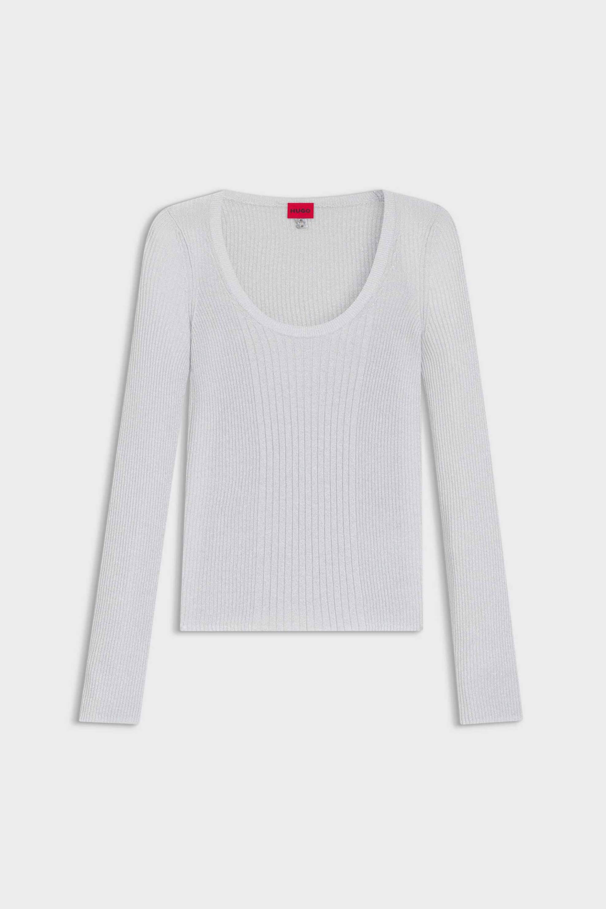 Hugo Boss Γυναικεία Πλεκτή Μπλούζα Ribbed Sunessiny - 50548250 Λευκό