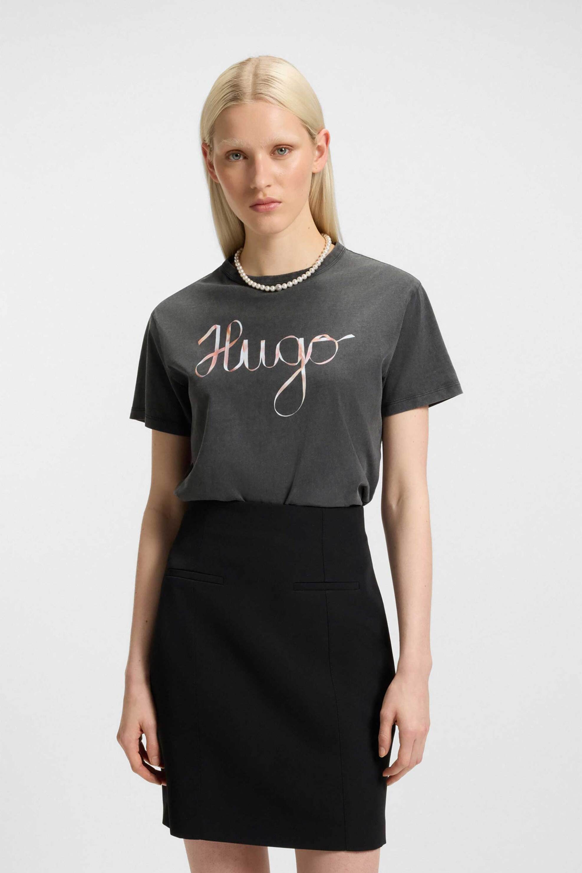 Hugo Boss γυναικείο T-shirt με logo artwork Regular Fit "Damacia" - 50544868 Μαύρο