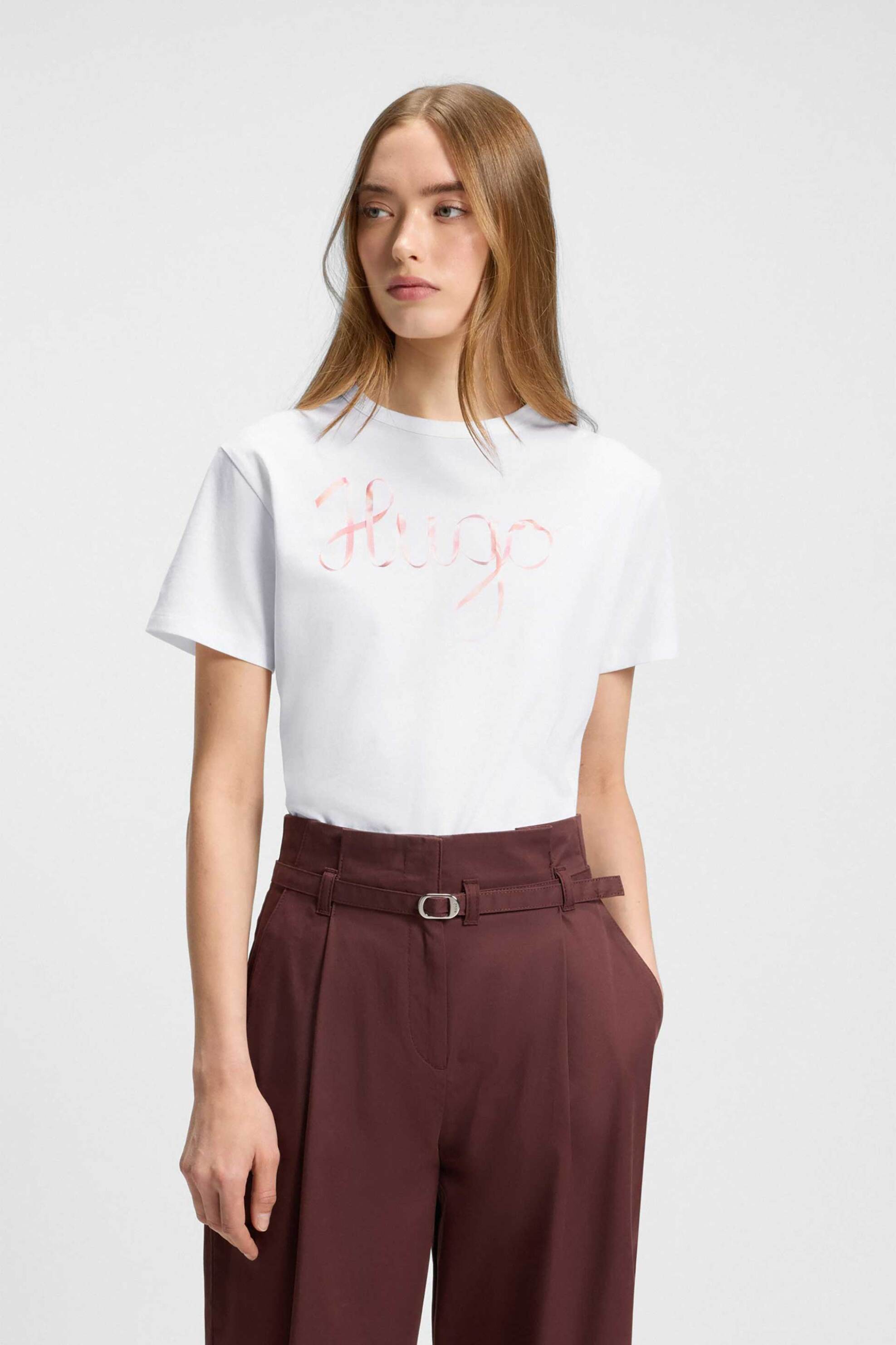 Hugo Boss γυναικείο T-shirt με logo artwork Regular Fit "Damacia" - 50544868 Λευκό