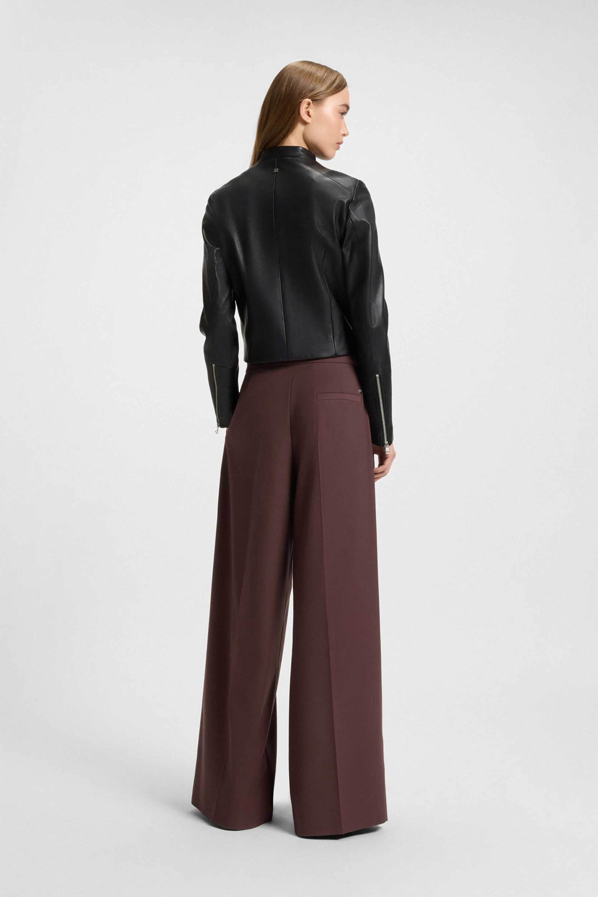 HUGO Hugo Boss γυναικείο παντελόνι μονόχρωμο Relaxed Fit "Horesa" - 50544107 Καφέ Σκούρο - 3
