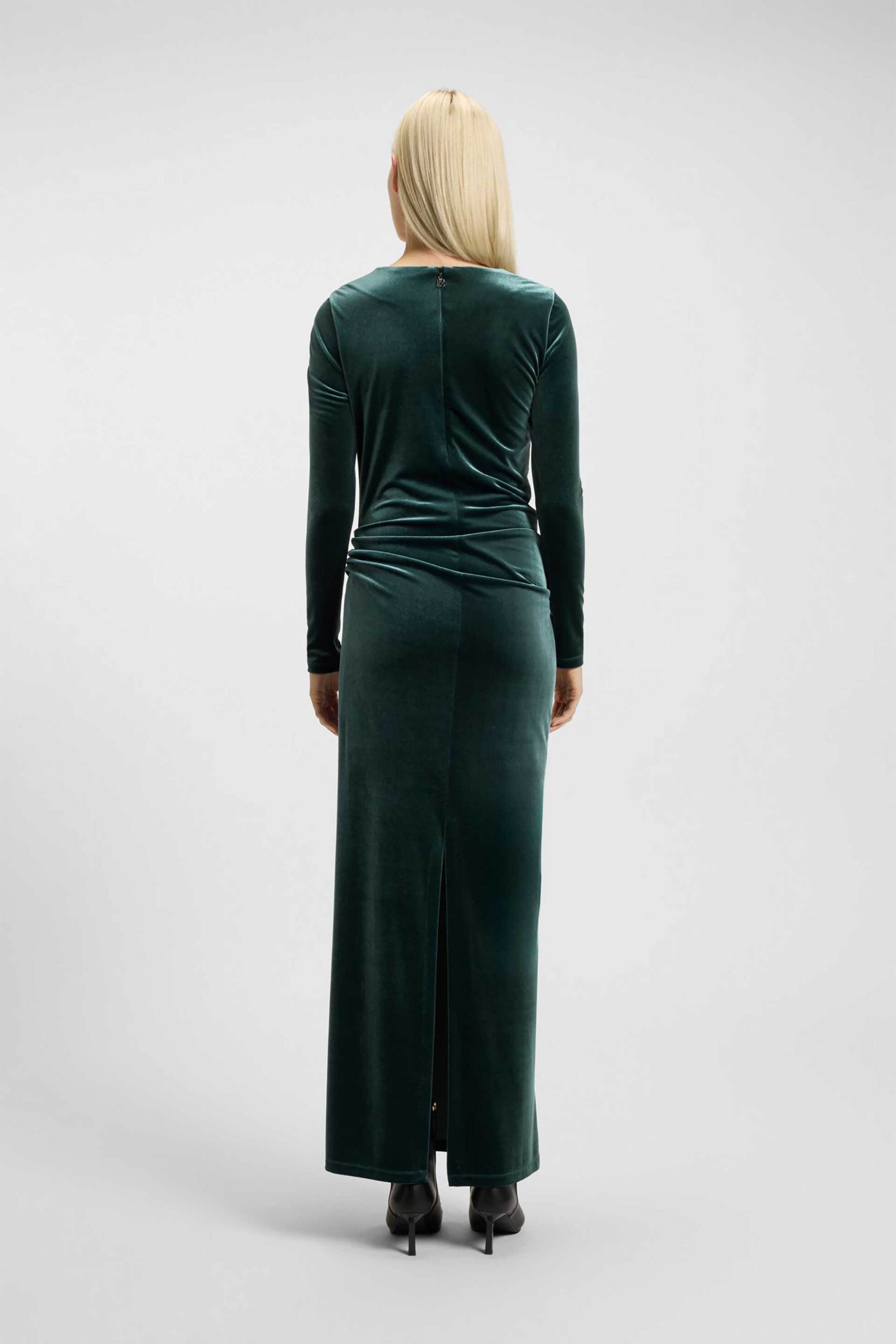 HUGO Hugo Boss γυναικείο maxi φόρεμα velvet "Narteco" - 50547364 Χακί - 3