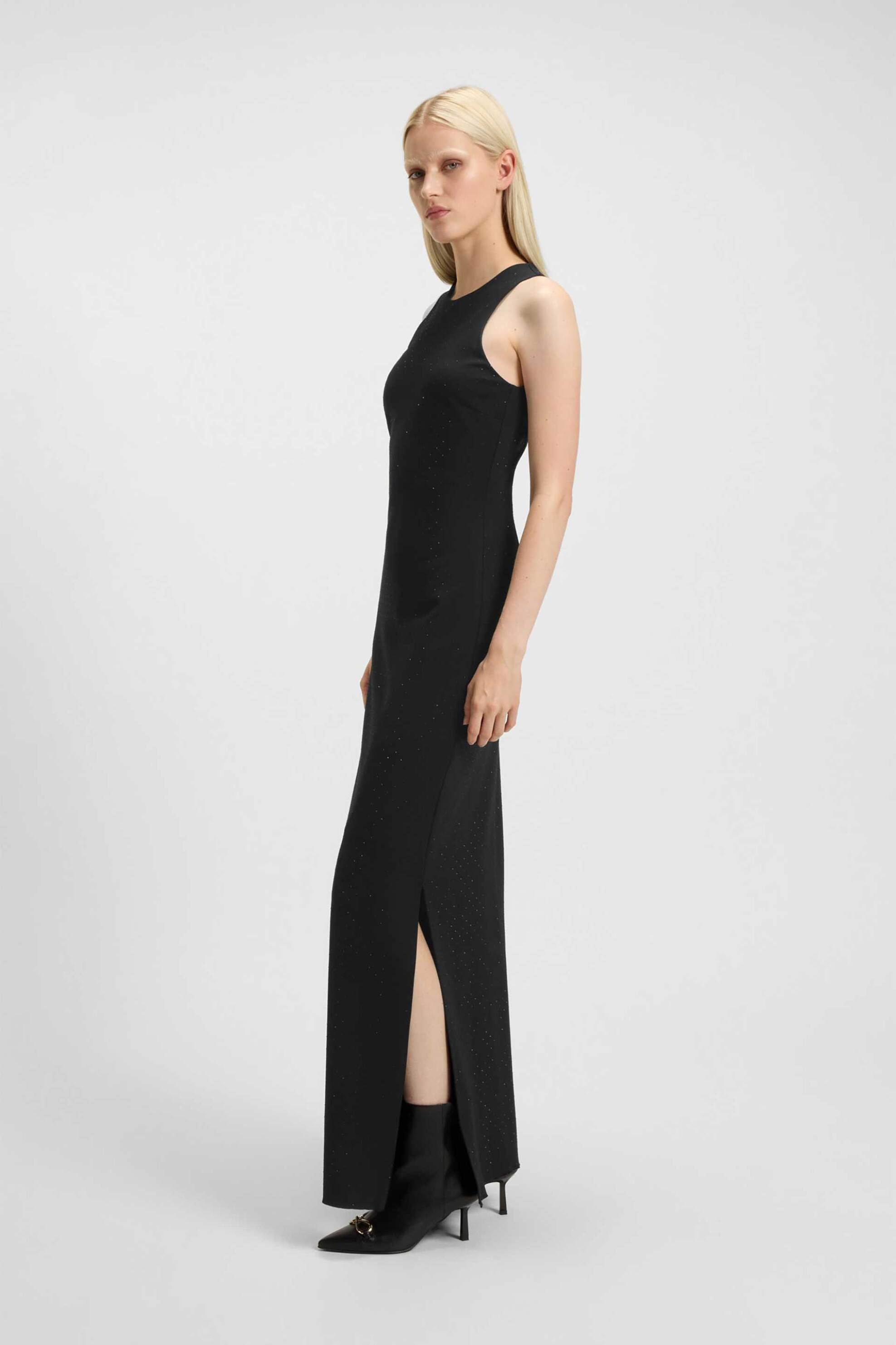 HUGO Hugo Boss γυναικείο maxi φόρεμα αμάνικο με στρας Sharp Fit "Kiluni" - 50546768 Μαύρο - 3