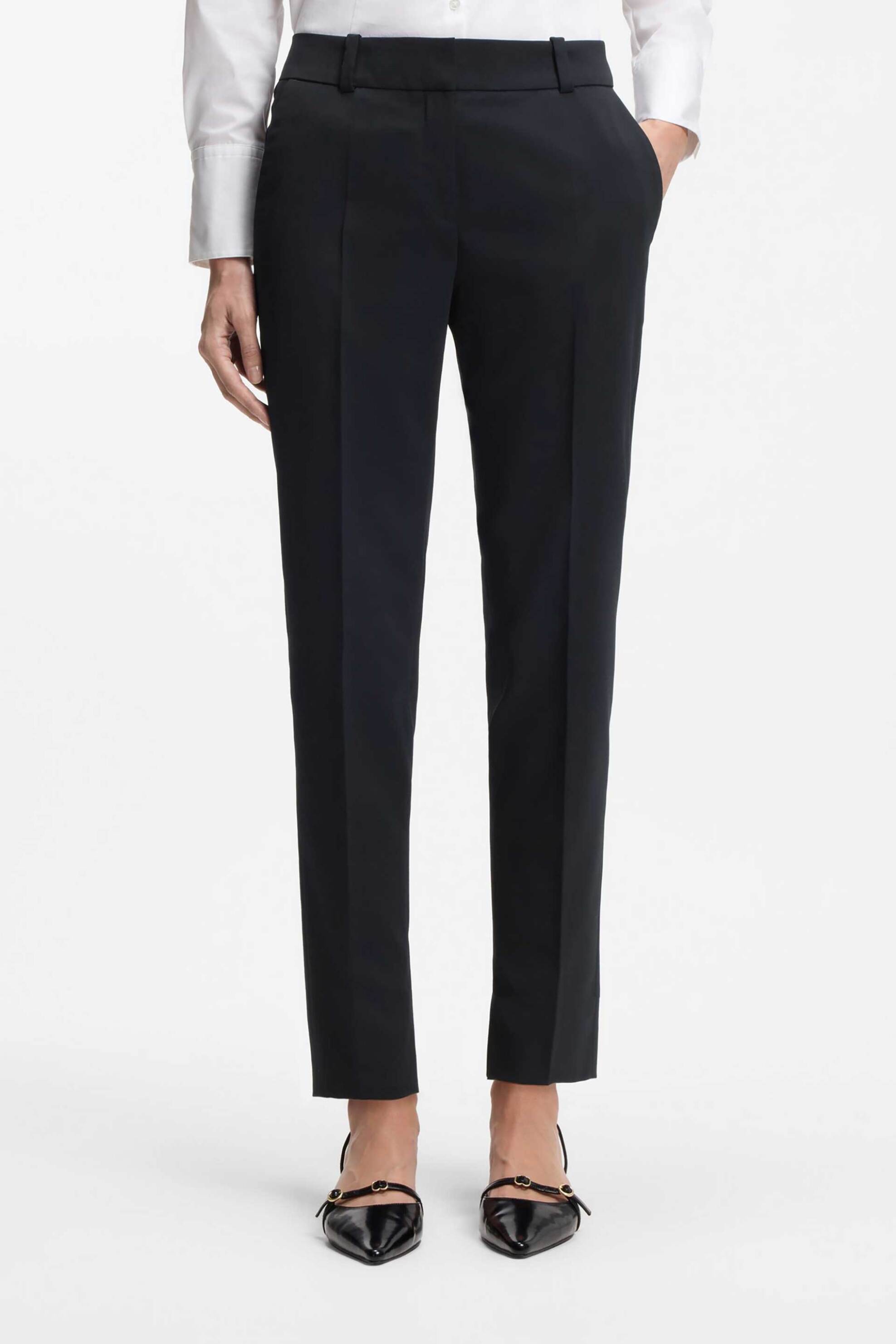 HUGO Hugo Boss γυναικείο παντελόνι μονόχρωμο με τσέπες Slim fit "Ηetana" - 50516132 Μπλε Σκούρο - 2