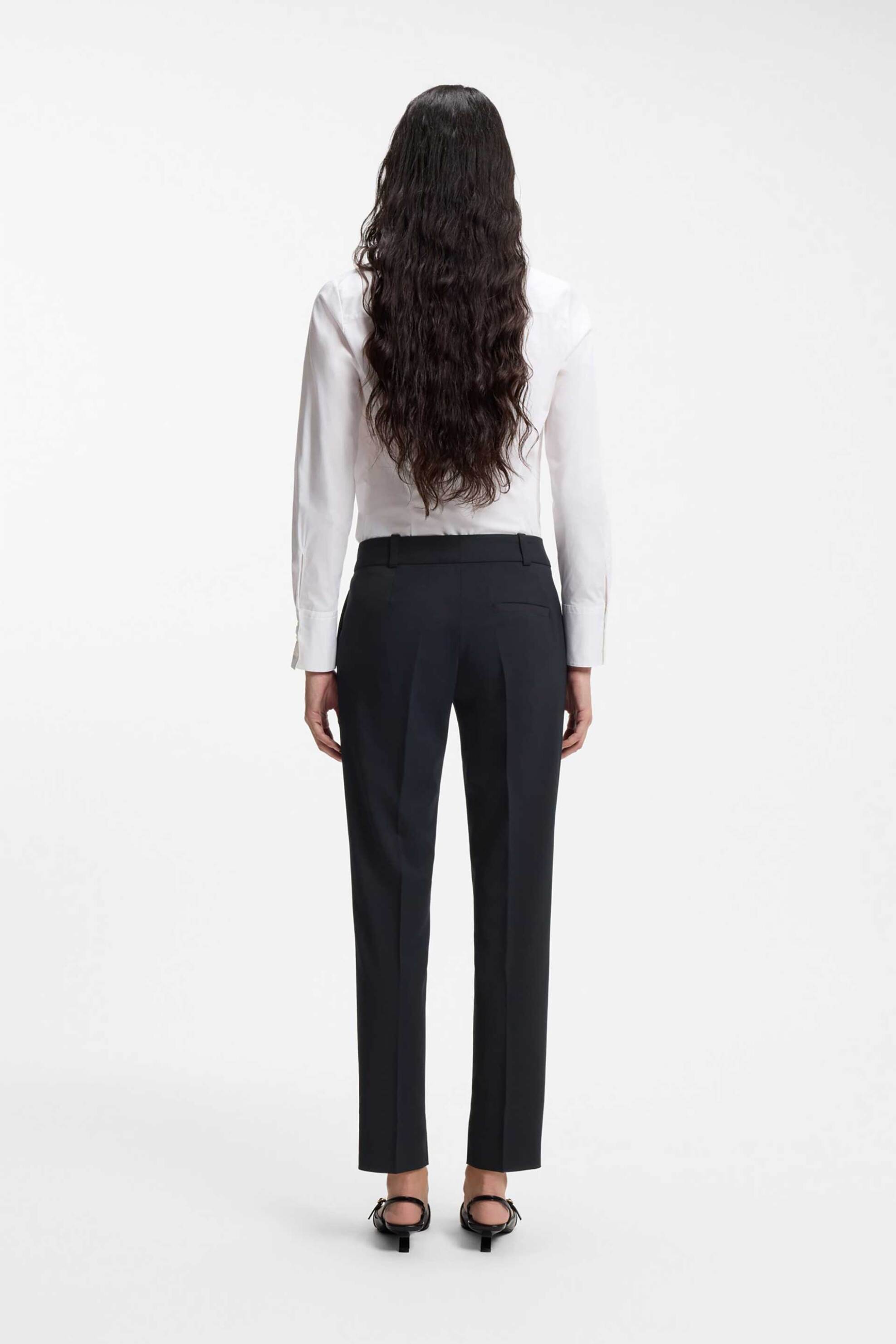 HUGO Hugo Boss γυναικείο παντελόνι μονόχρωμο με τσέπες Slim fit "Ηetana" - 50516132 Μπλε Σκούρο - 3