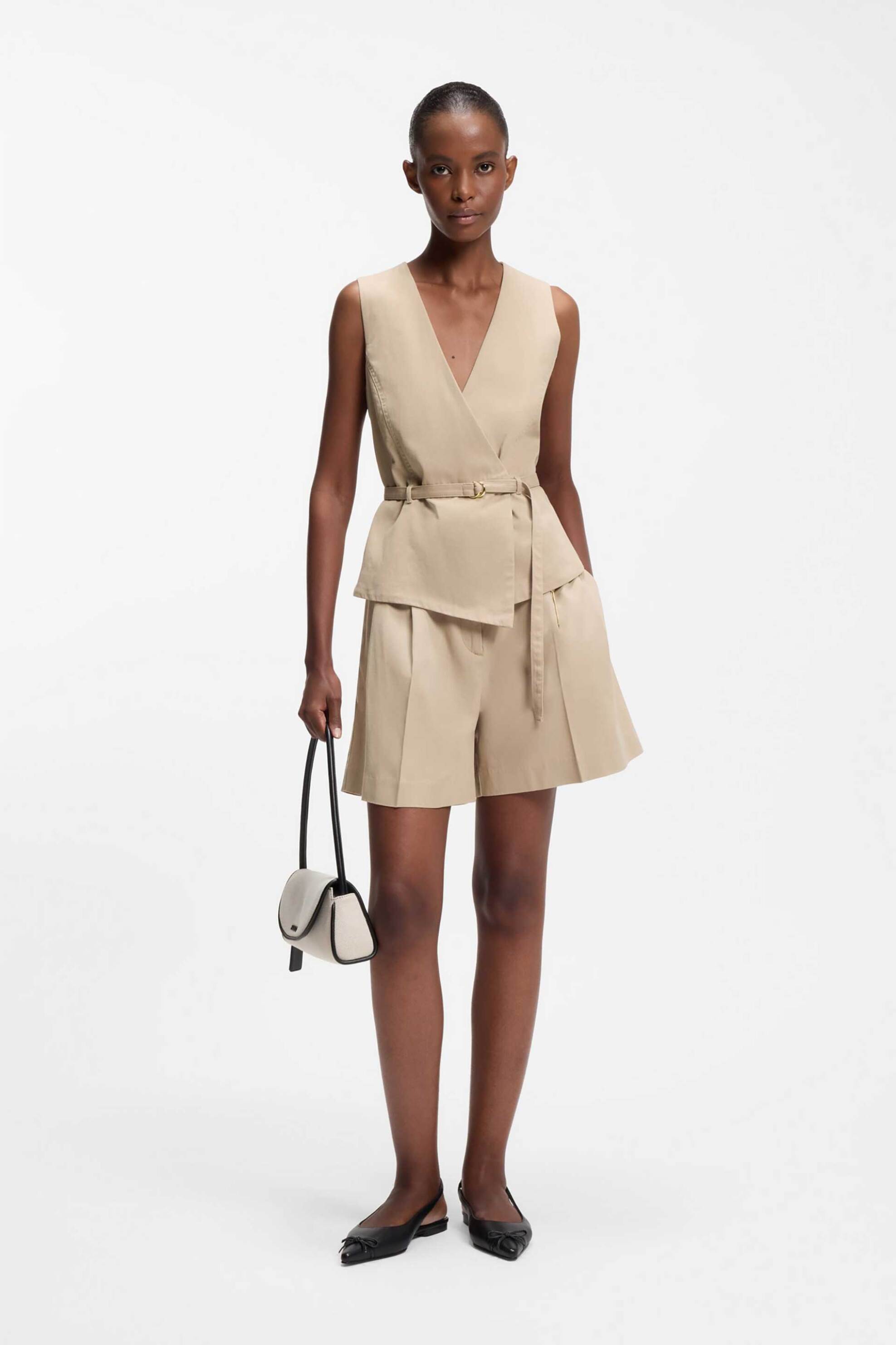 Hugo Boss γυναικείο γιλέκο με ζώνη "Ahella" - 50557199 Μπεζ φωτογραφία