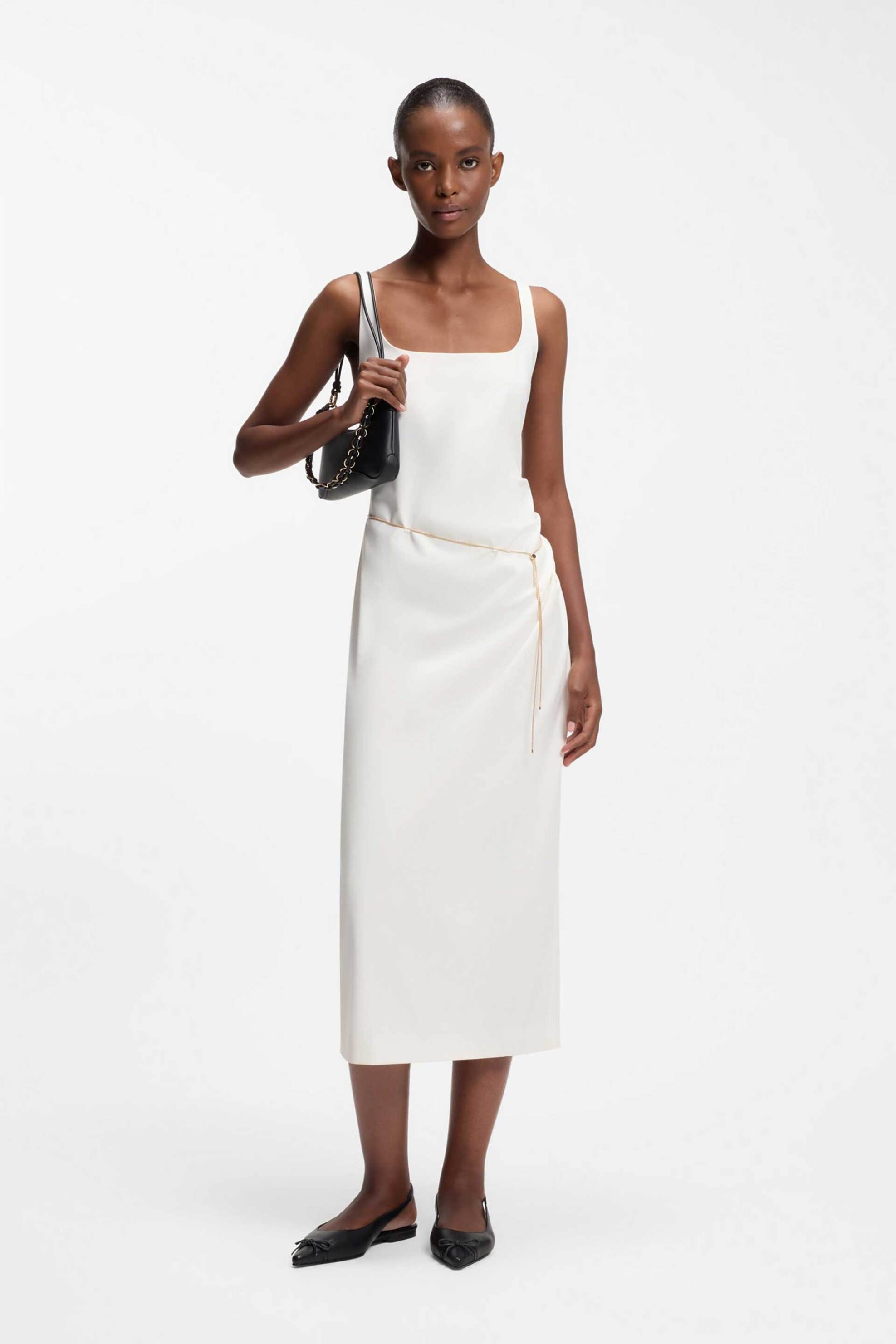 Hugo Boss γυναικείο midi φόρεμα με αλυσίδα "Kankeni" - 50558191 Λευκό