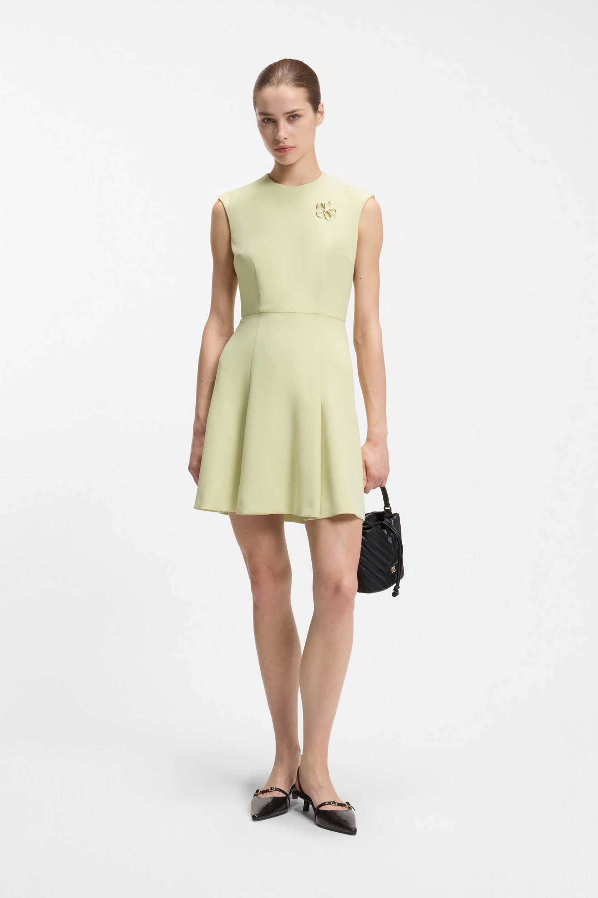 Hugo Boss γυναικείο mini φόρεμα αμάνικο με μεταλλικό λουλούδι "Kilandi" - 50558314 Πράσινο Lime