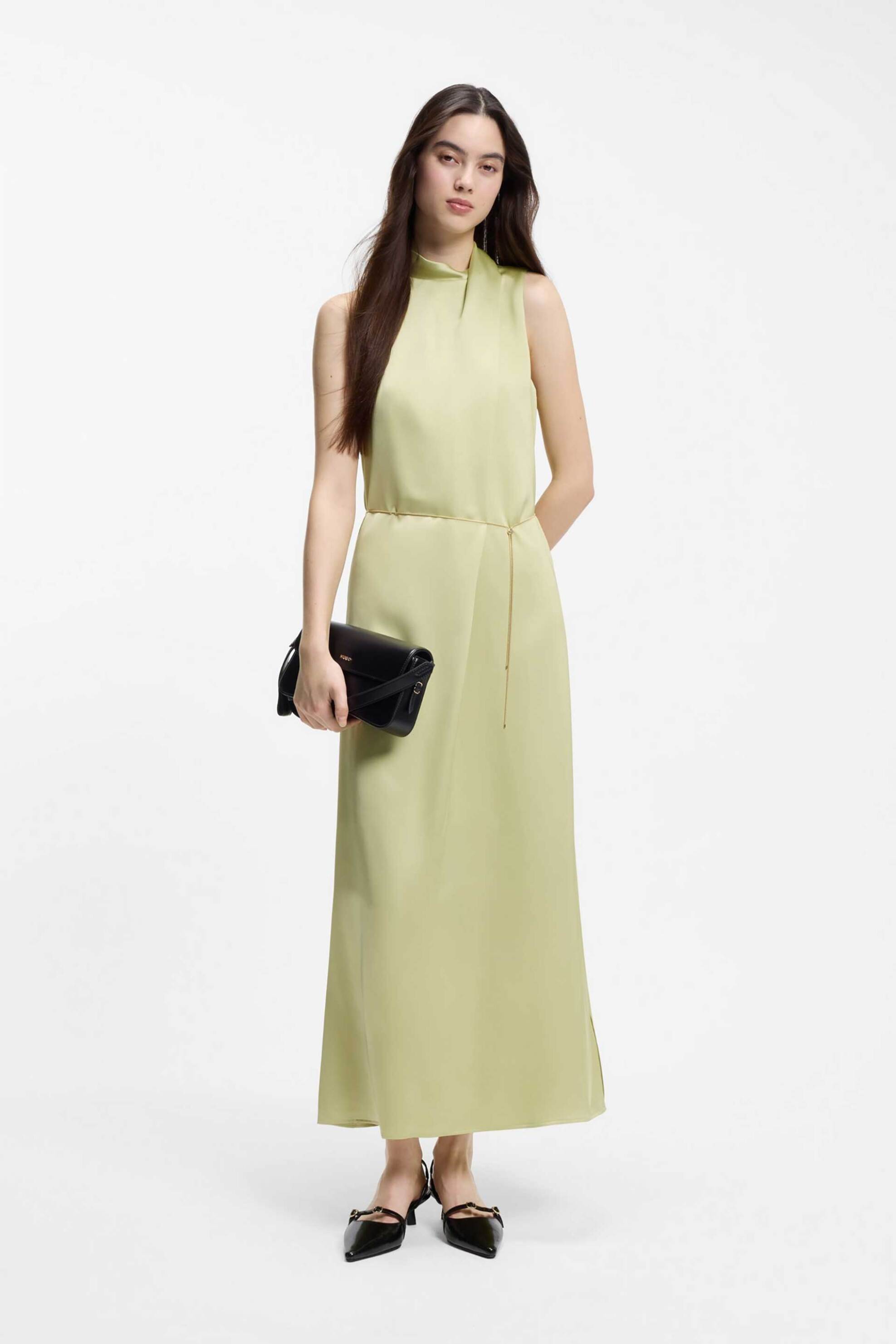 Hugo Boss γυναικείο maxi φόρεμα σατέν "Kewina" - 50566973 Πράσινο Lime