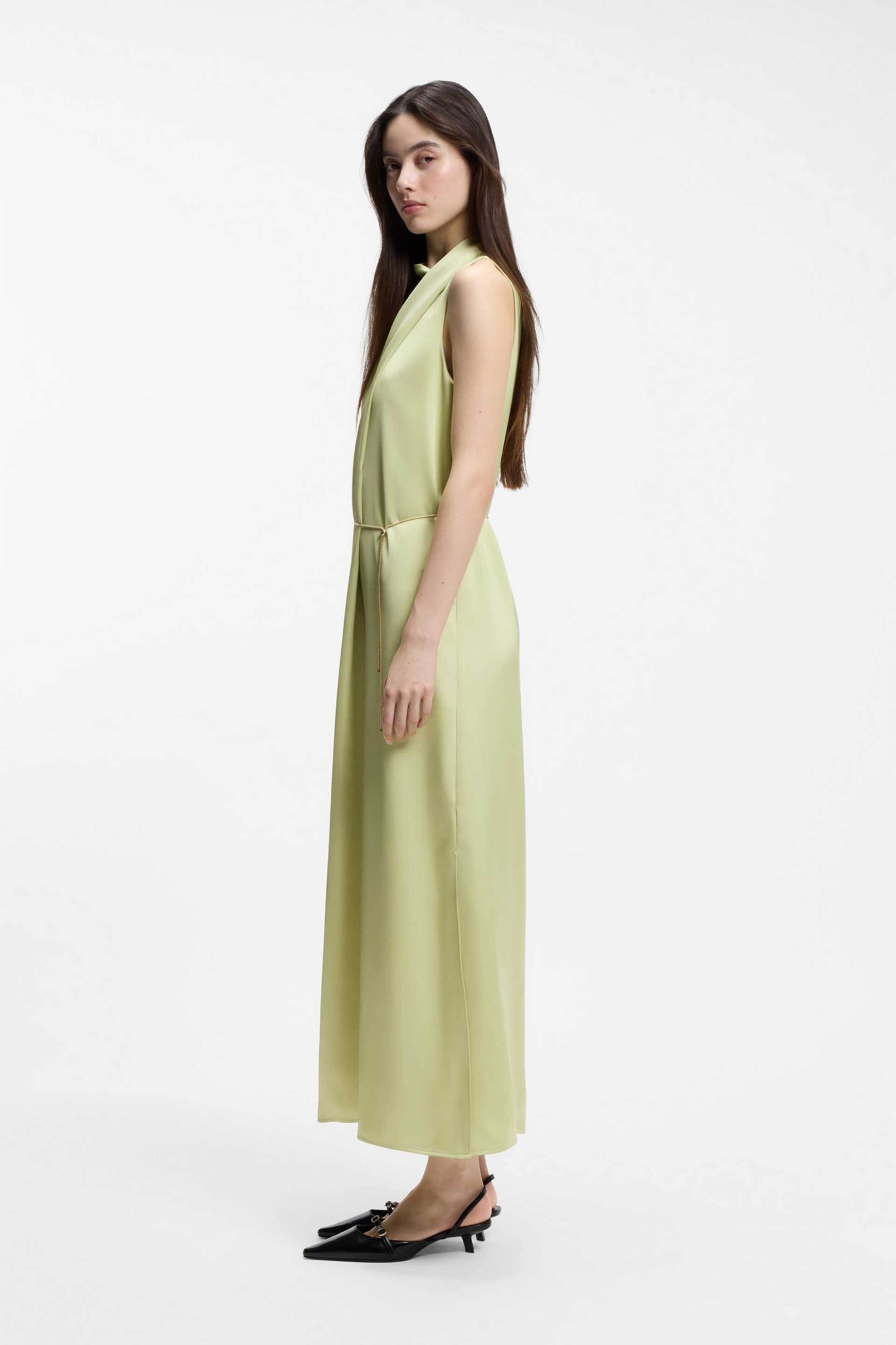 HUGO Hugo Boss γυναικείο maxi φόρεμα σατέν "Kewina" - 50566973 Πράσινο Lime - 3