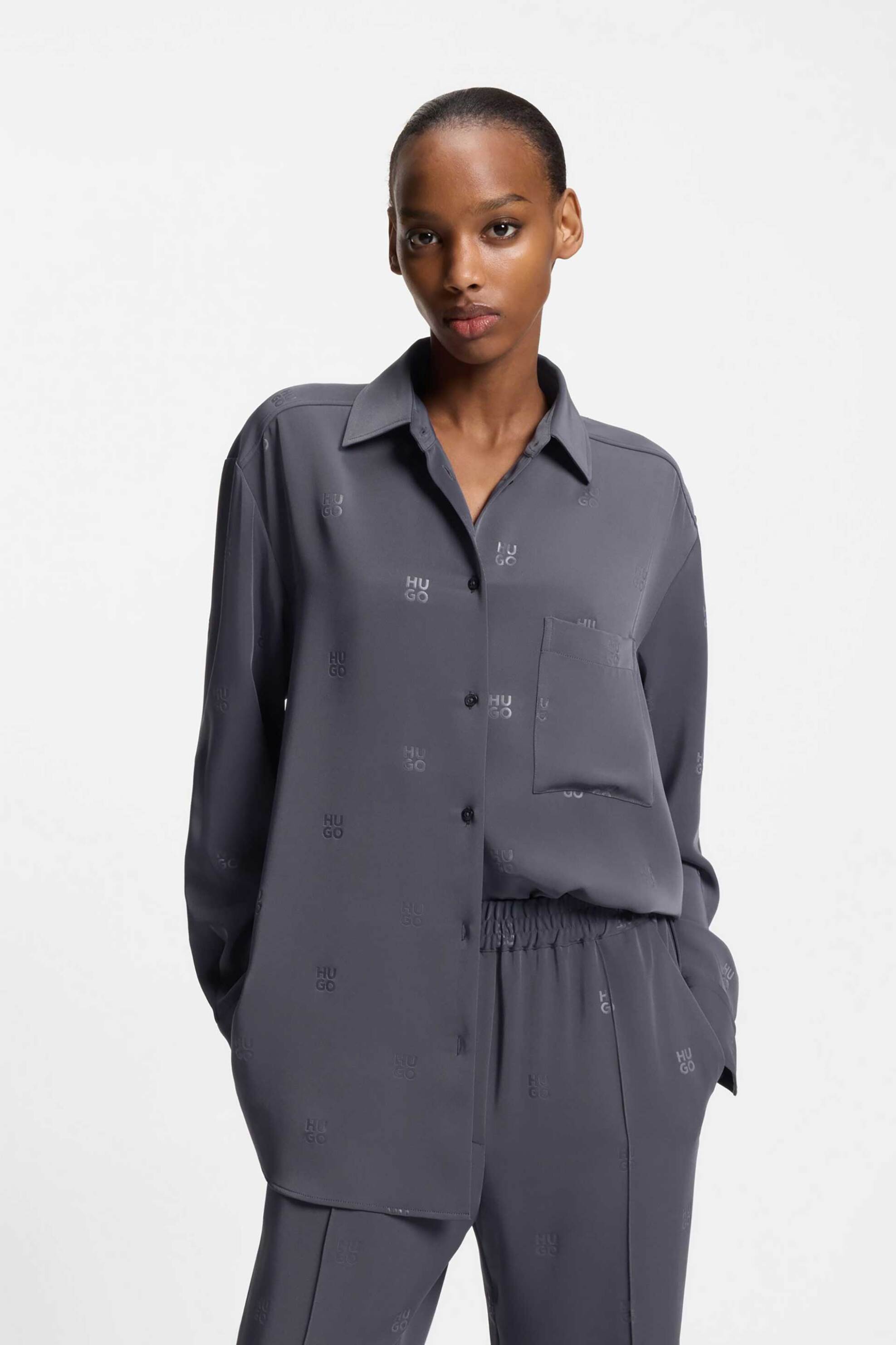 HUGO Hugo Boss γυναικείο πουκάμισο oversized με logo print 