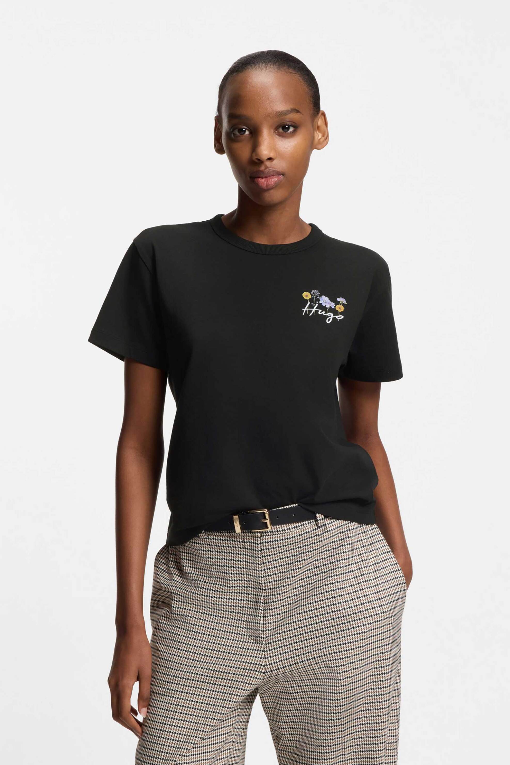 HUGO Hugo Boss γυναικείο T-shirt βαμβακερό μονόχρωμο με λογότυπο 