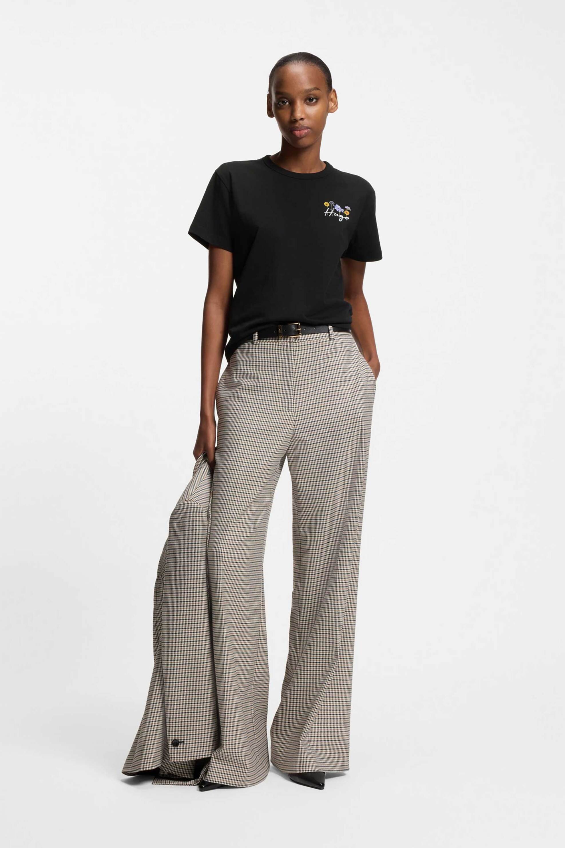 Hugo Boss γυναικείο T-shirt βαμβακερό μονόχρωμο με λογότυπο 