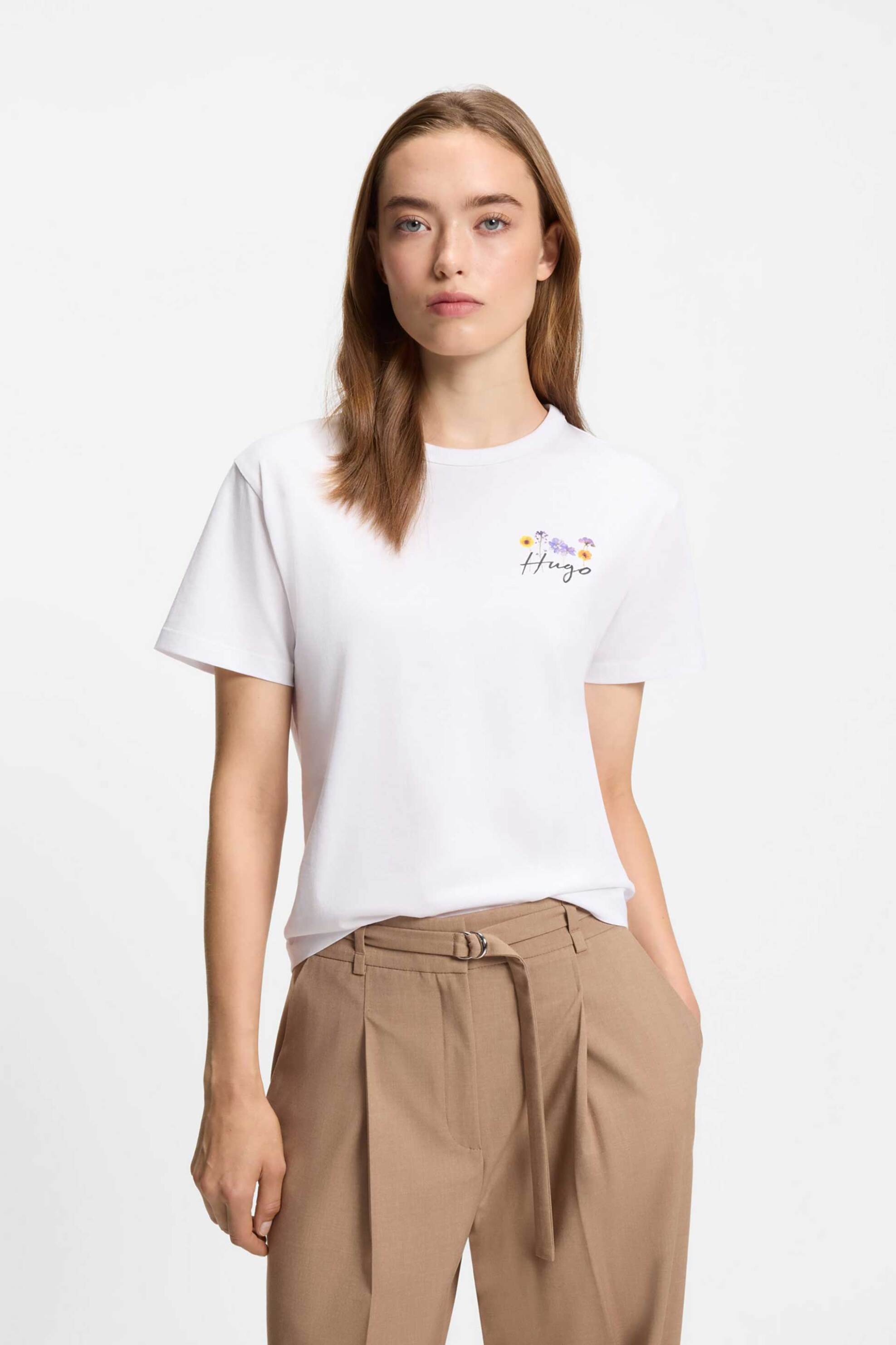 HUGO Hugo Boss γυναικείο T-shirt βαμβακερό μονόχρωμο με λογότυπο 