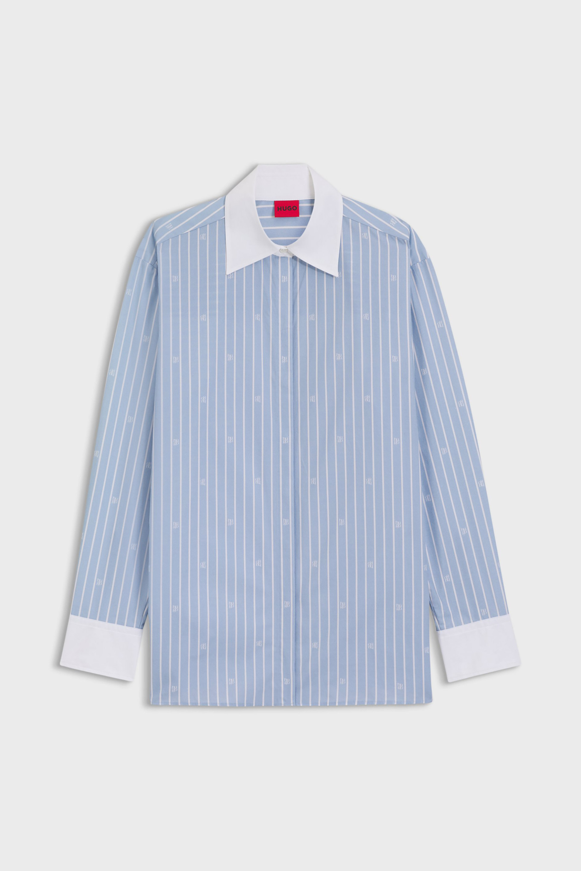 Hugo Boss Γυναικείο Πουκάμισο Ριγέ Ersenny - 50556216 Γαλάζιο