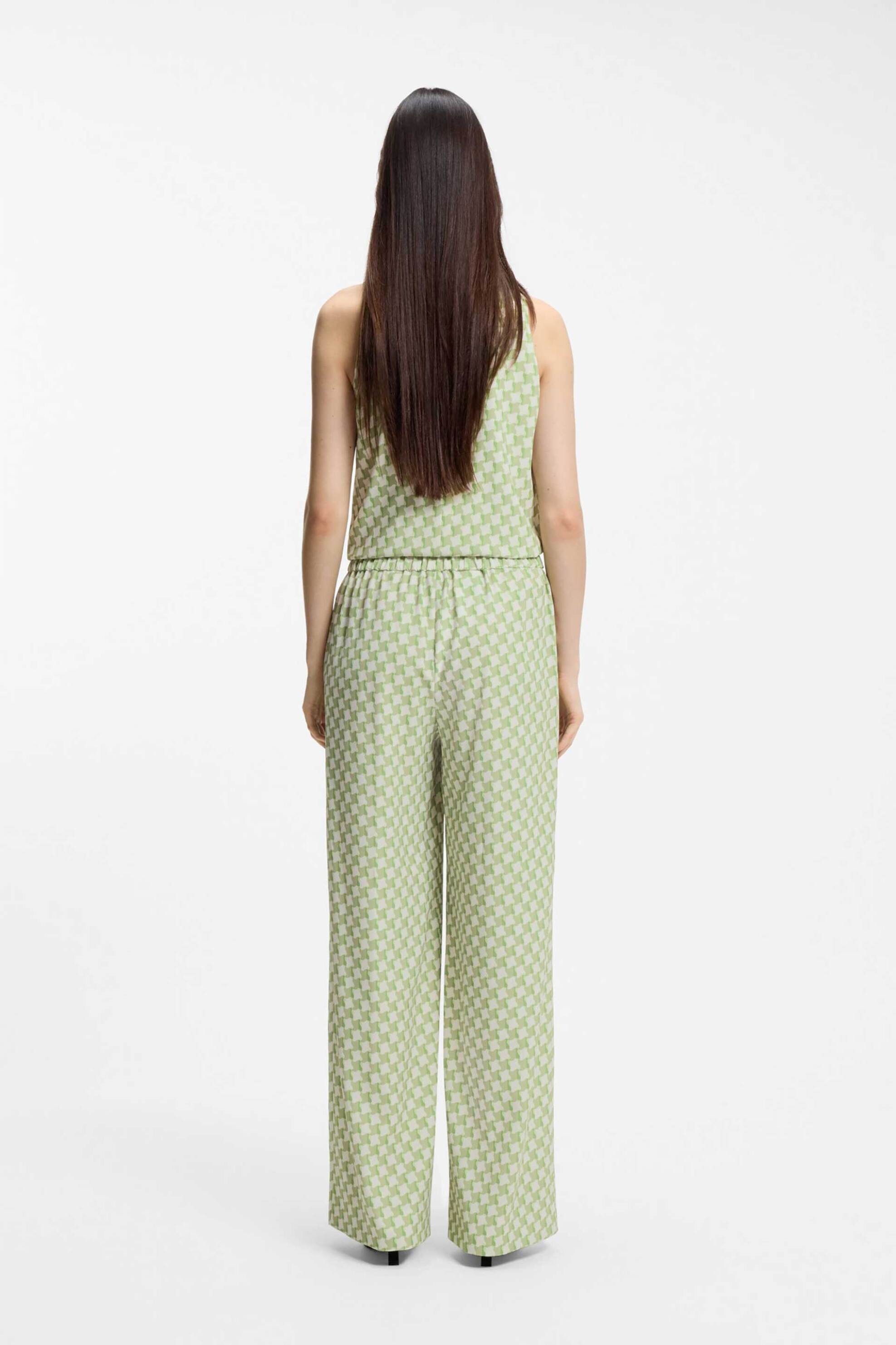 HUGO Hugo Boss γυναικείο παντελόνι με print Relaxed Fit "Ηale" - 50559497 Πράσινο - 3