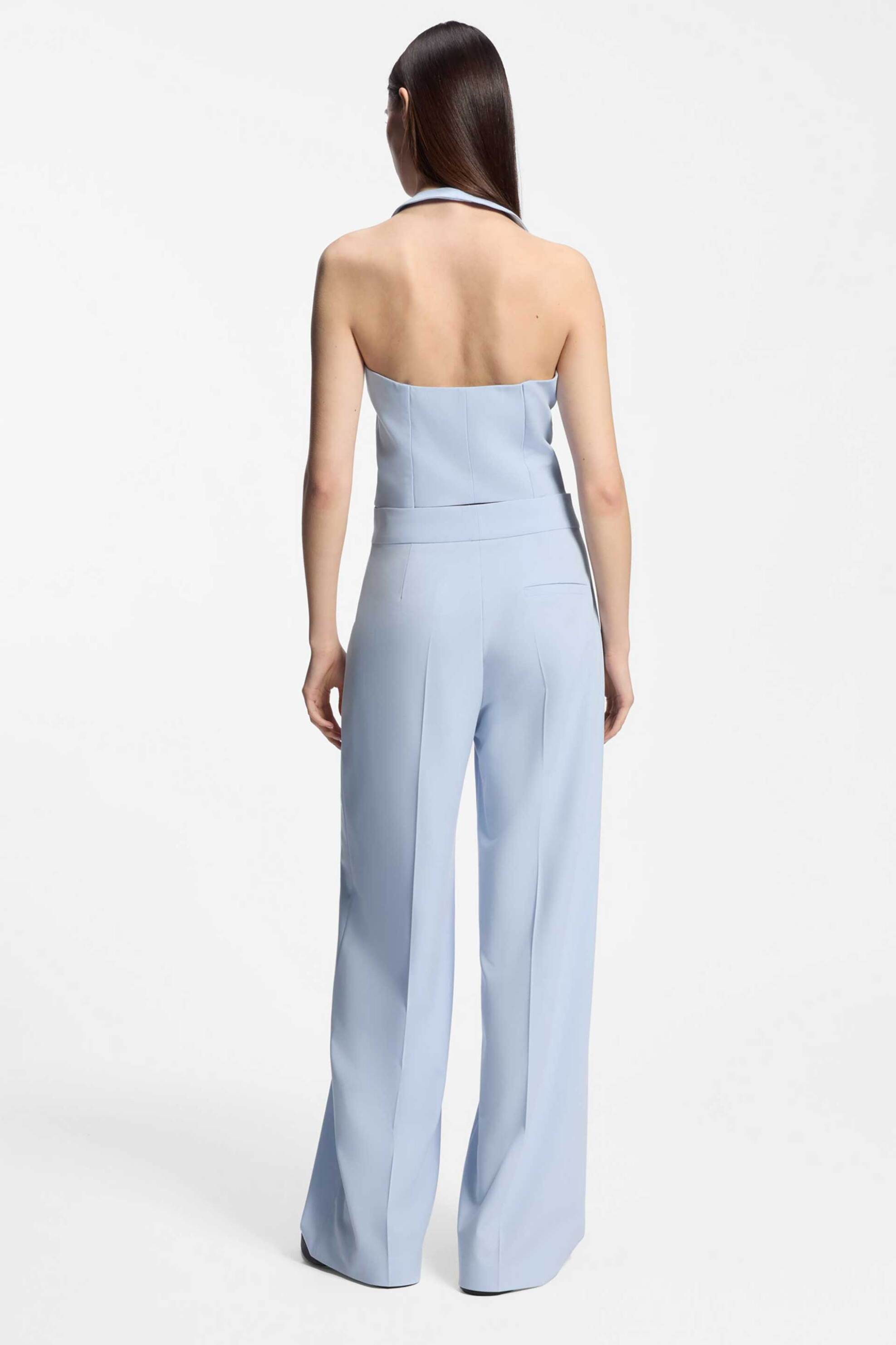 Hugo Boss Γυναικείο Παντελόνι Μονόχρωμο Wide Fit Huzili - 50558131 Γαλάζιο