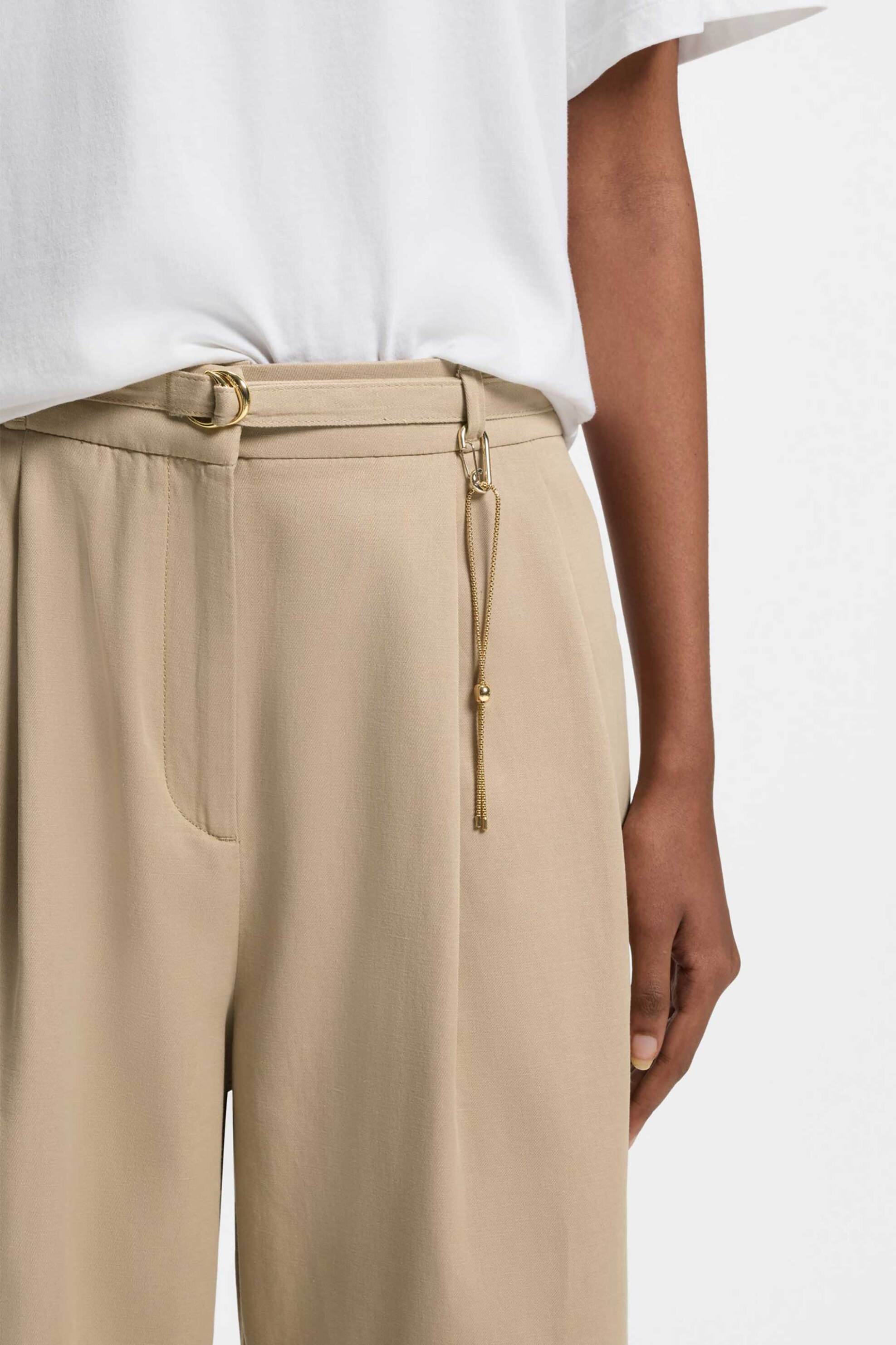 HUGO Hugo Boss γυναικείο παντελόνι Straight Fit "Henesa-2-W" - 50557331 Μπεζ - 2