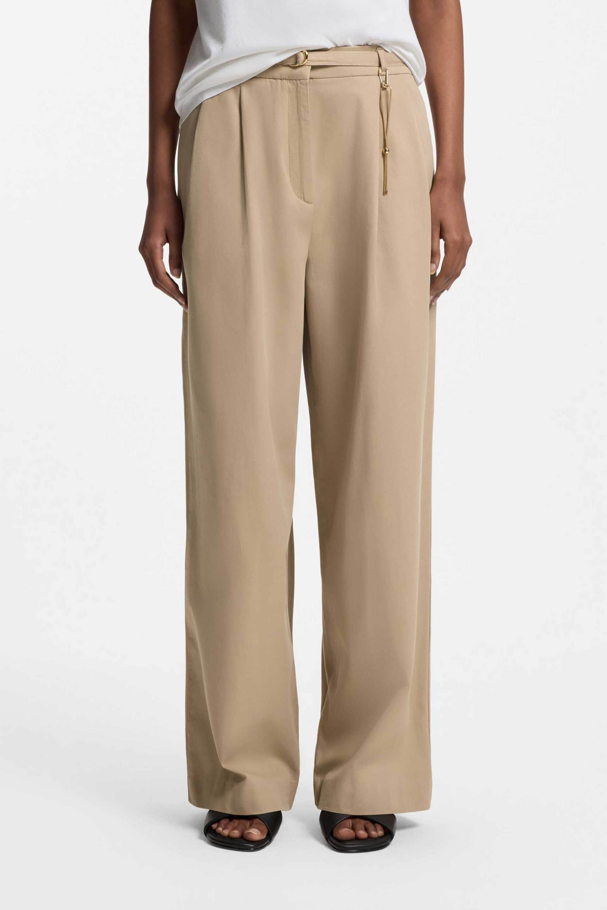 HUGO Hugo Boss γυναικείο παντελόνι Straight Fit "Henesa-2-W" - 50557331 Μπεζ - 3