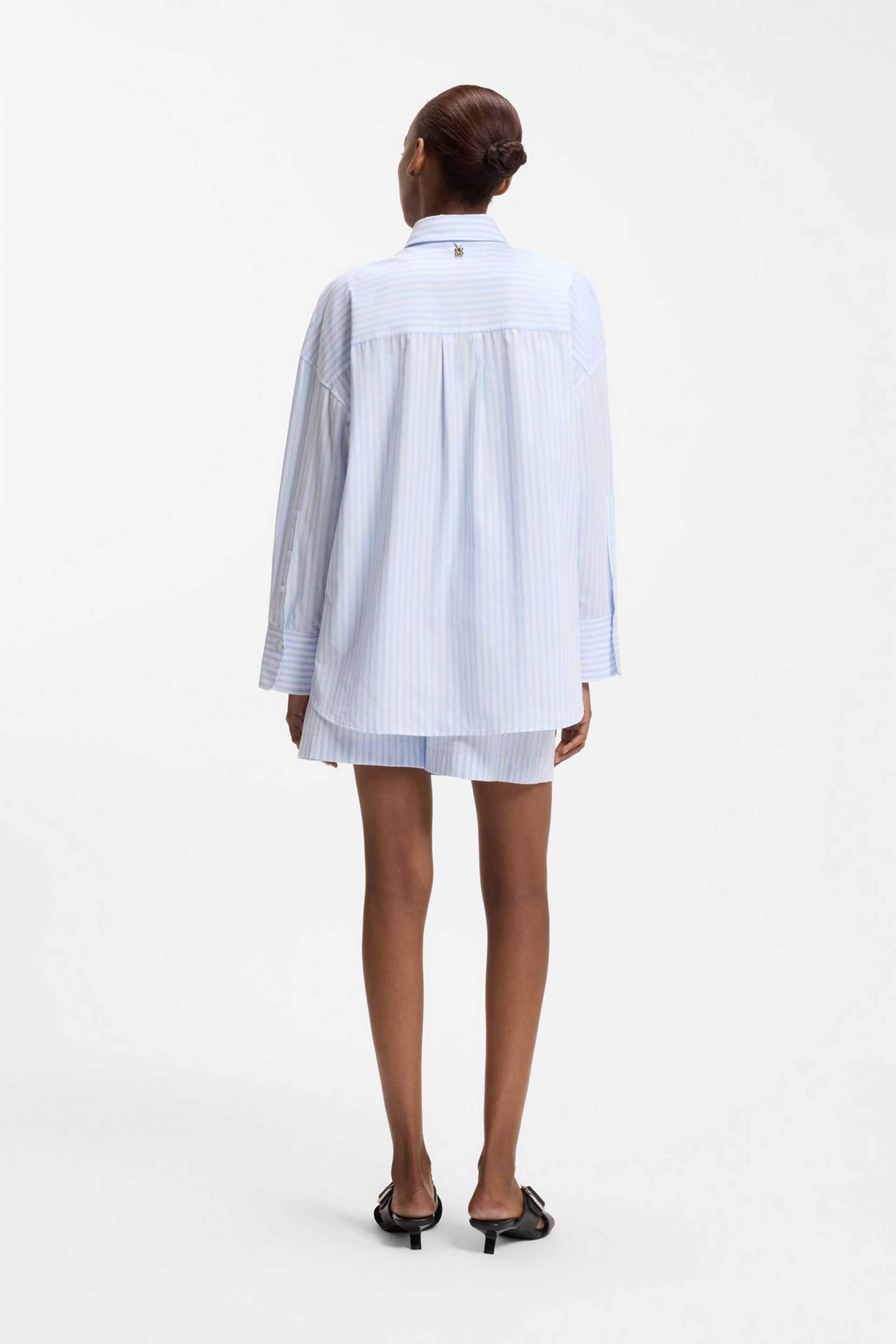 Hugo Boss Γυναικείο Πουκάμισο Ριγέ Relaxed Fit Eustyna - 50559532 Γαλάζιο