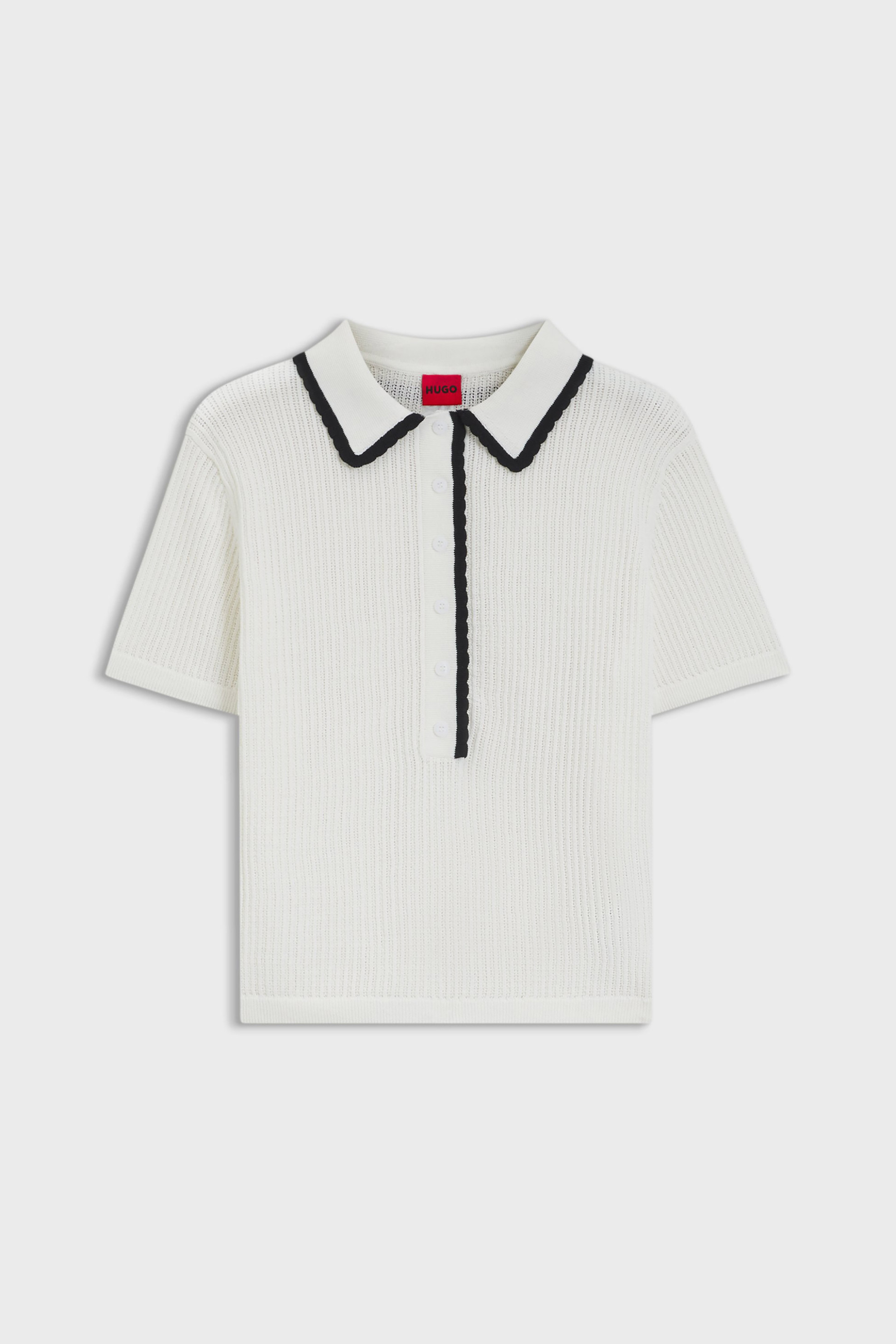 Hugo Boss Γυναικεία Πλεκτή Μπλούζα με Πόλο Γιακά Slysa - 50557770 Λευκό